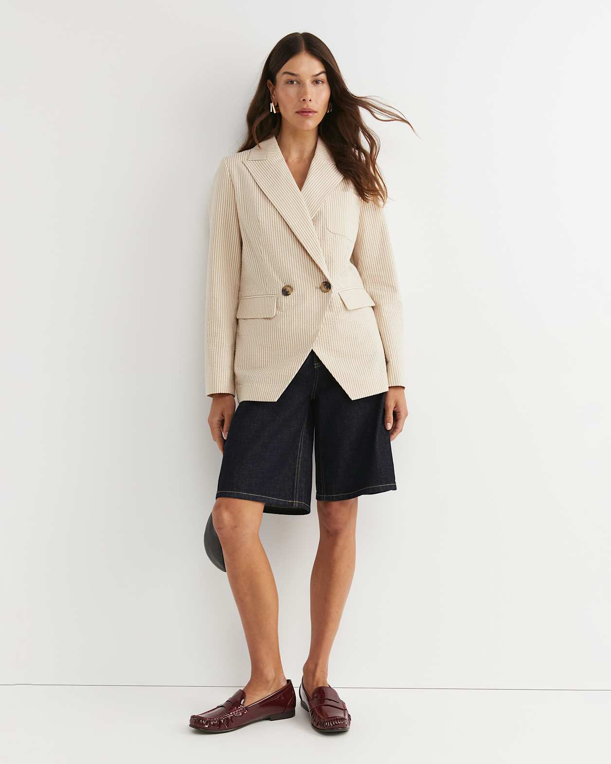 Nikoo Stripe Jacket in TAN/WHITE