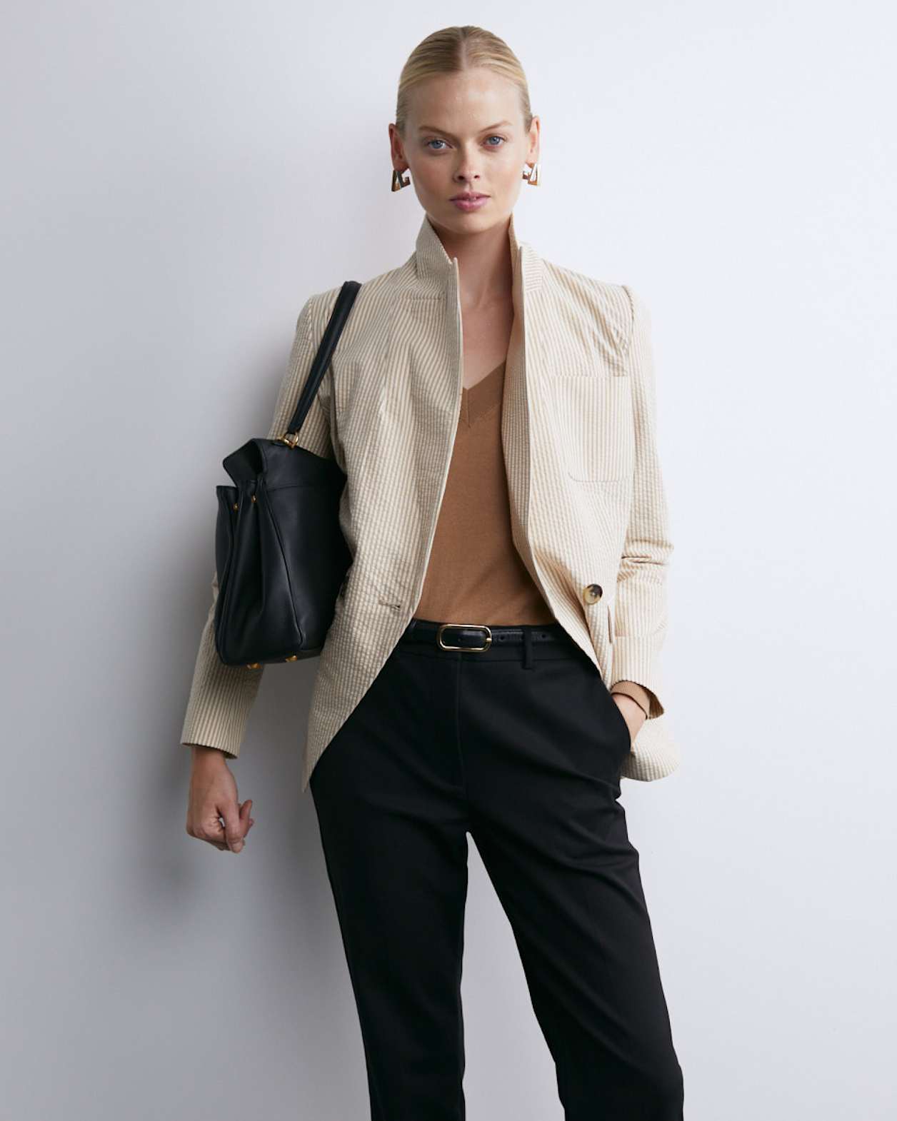 Nikoo Stripe Jacket in TAN/WHITE