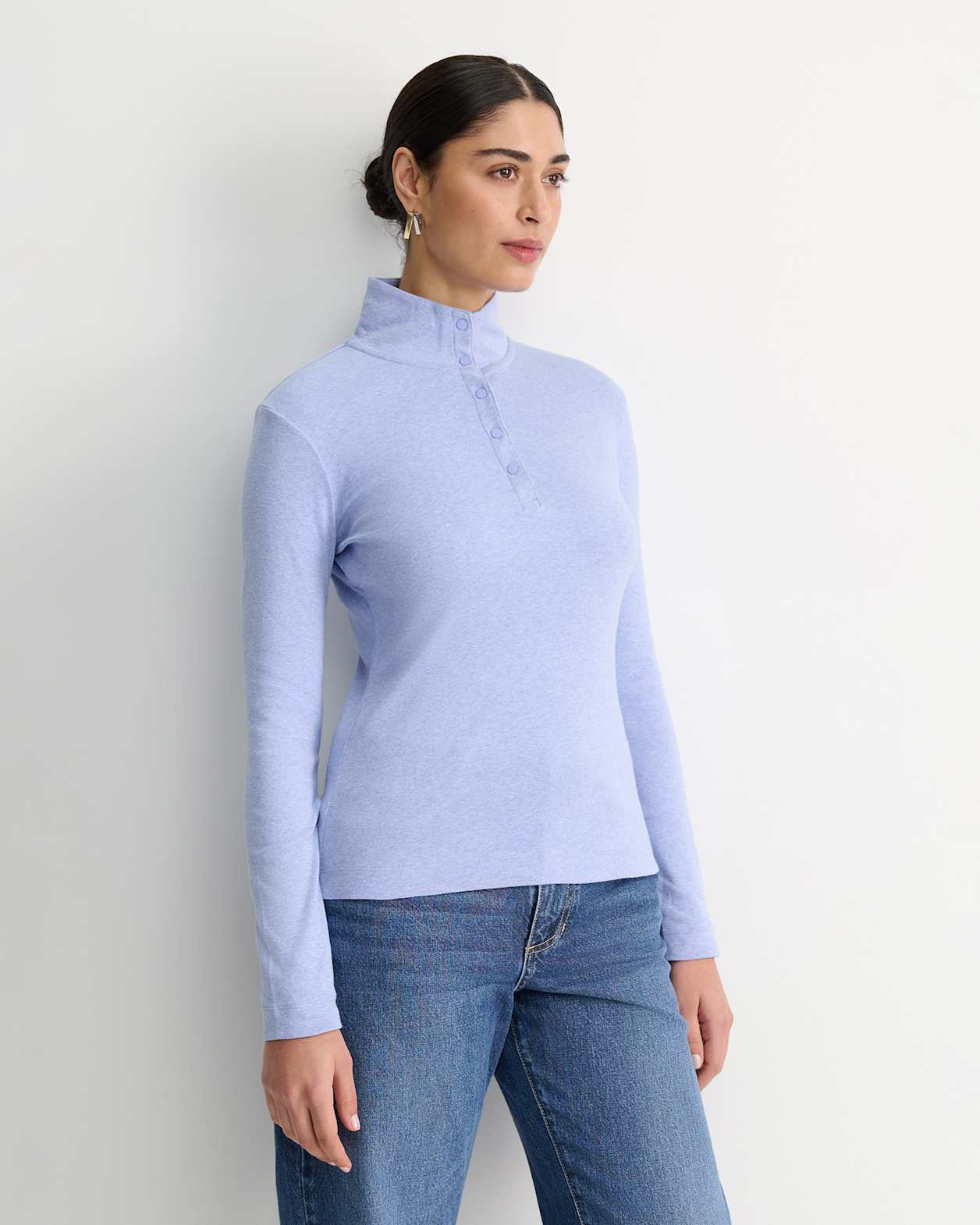 Lucy Snap Funnel Neck Top in BELLE BLUE