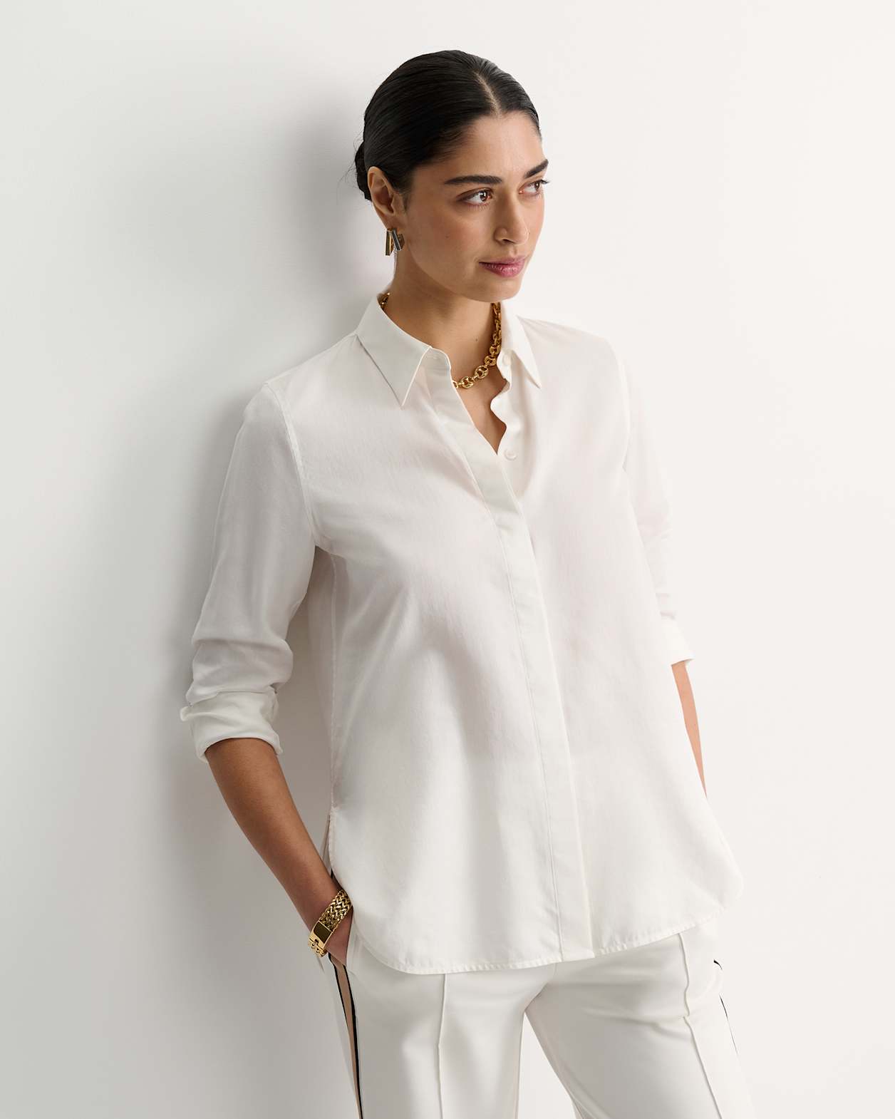 Georgia Long Sleeve Shirt in WHITE