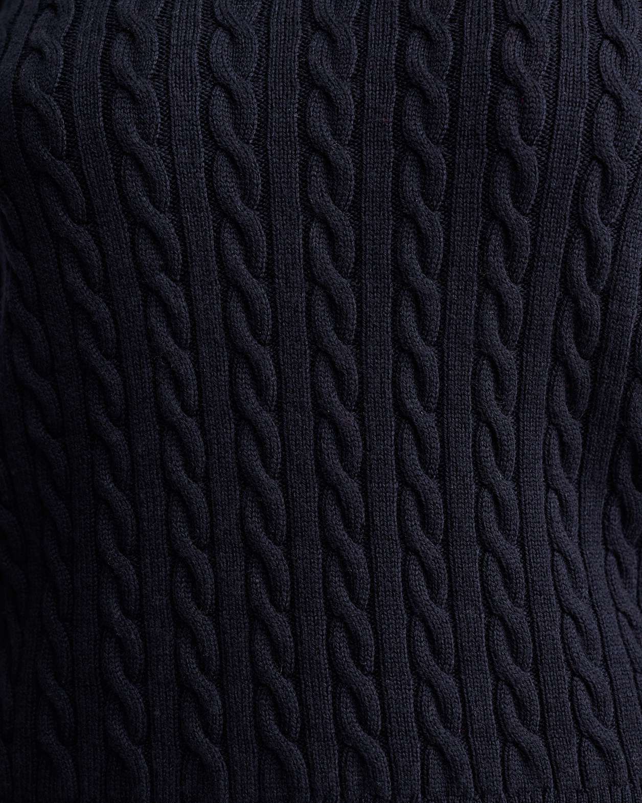 Merino Wool Baby Cable Sweater in NAVY