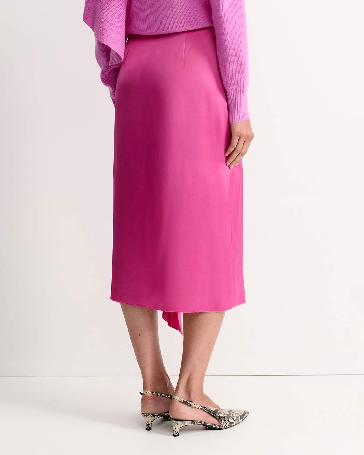 Harlow Sateen Ruffle Midi Skirt in GRAPE