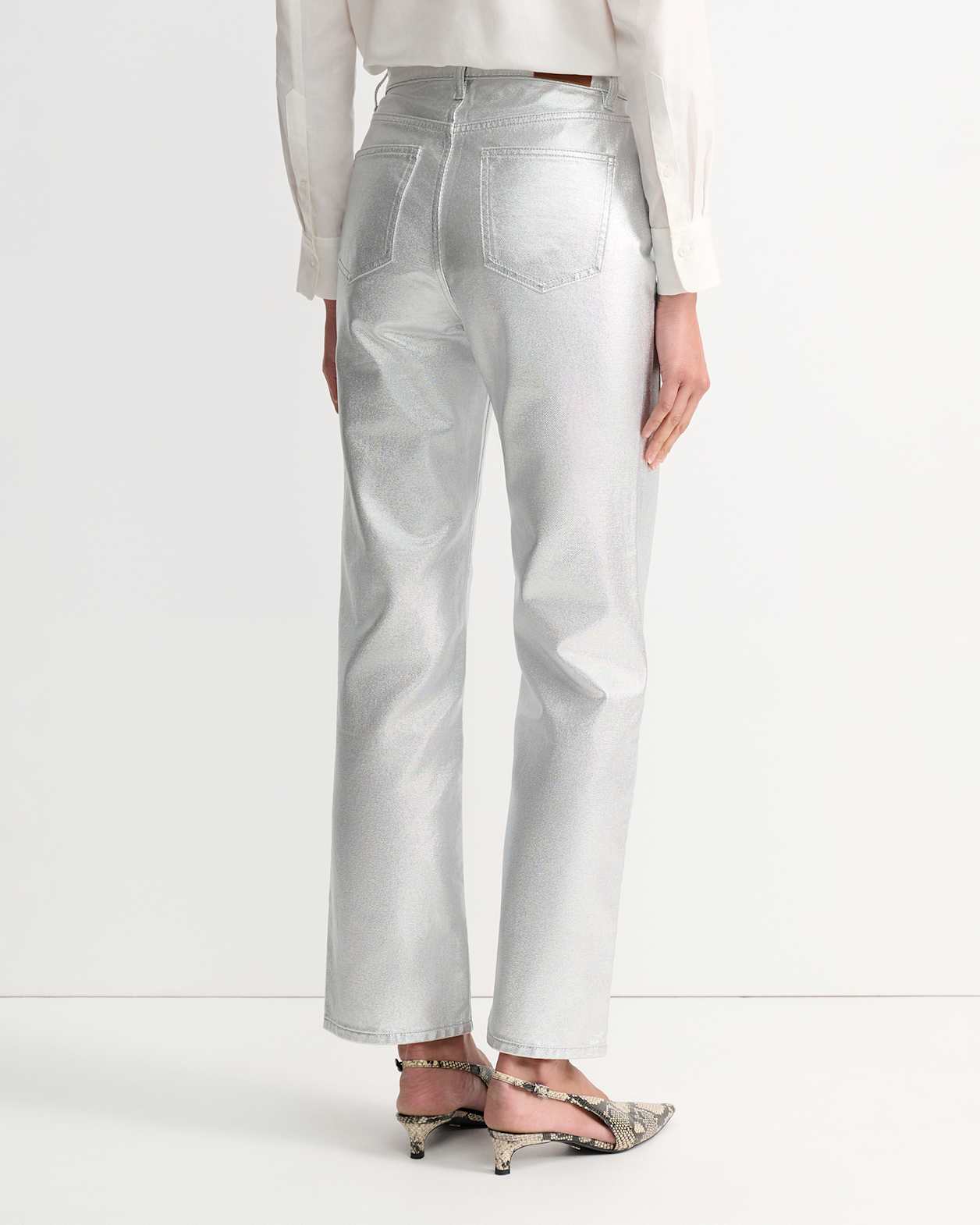 Bec Foiled Straight Leg Jean in SILVER