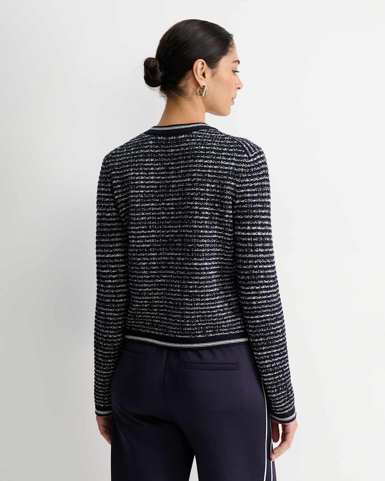 Wool Cotton Lady Jacket in NAVY/WHITE