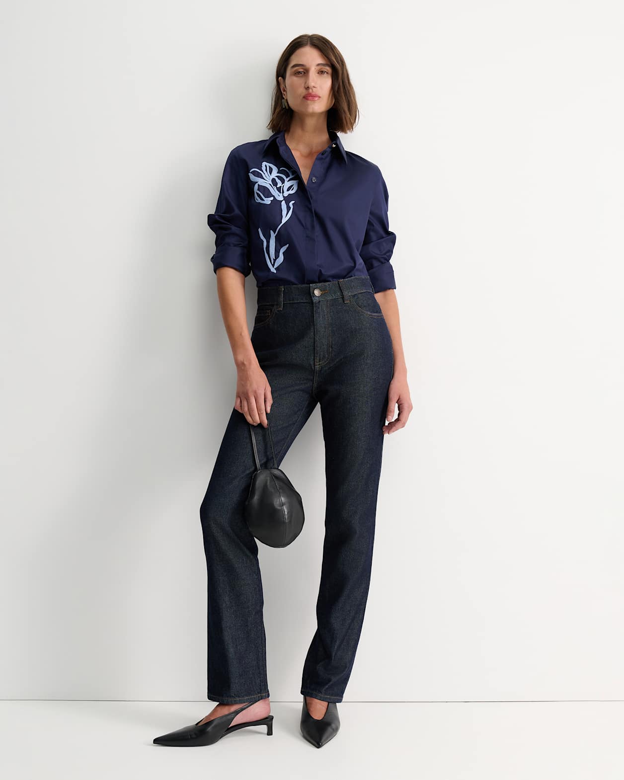 Iris Embroidered Shirt in NAVY MULTI