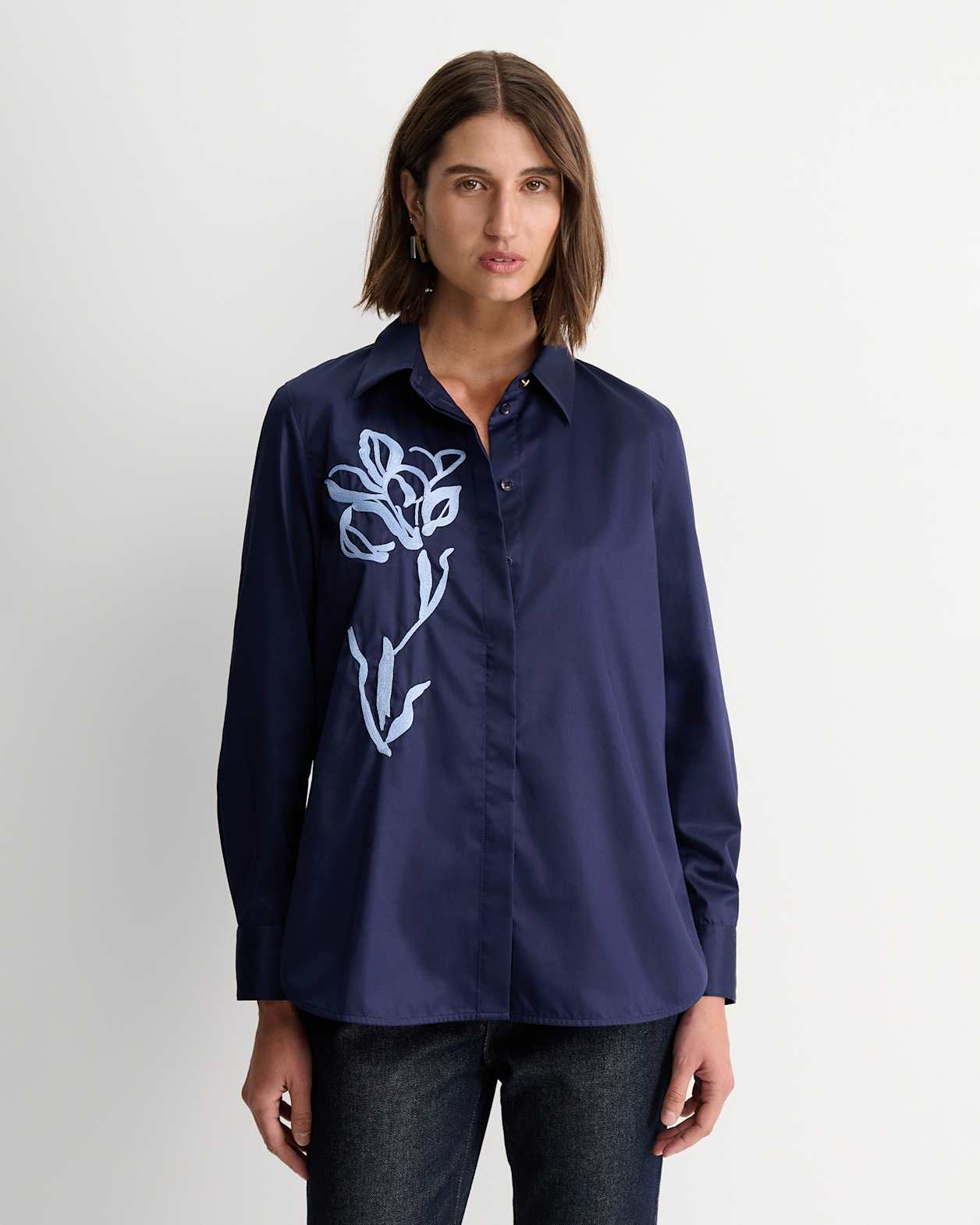 Iris Embroidered Shirt in NAVY MULTI