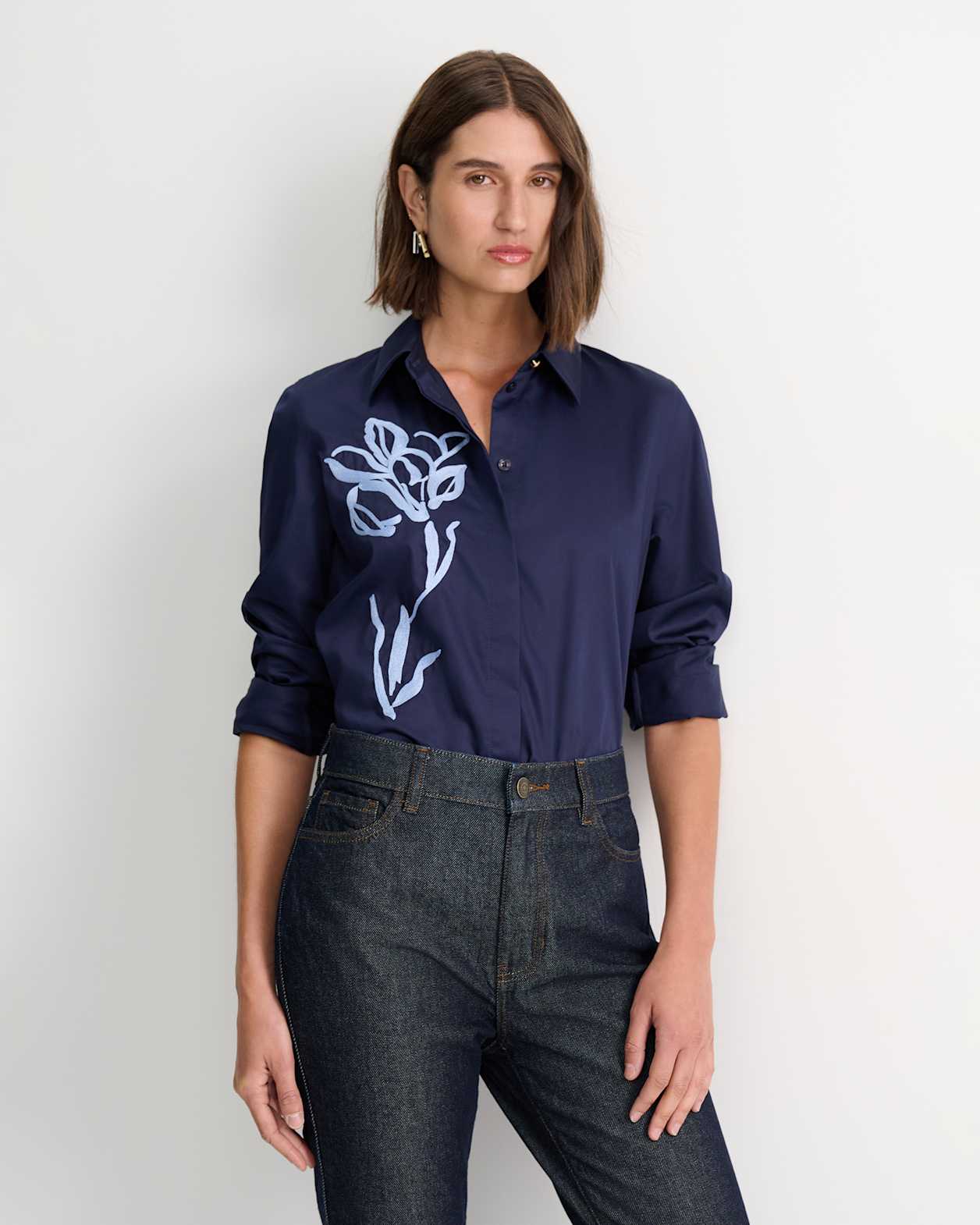 Iris Embroidered Shirt in NAVY MULTI