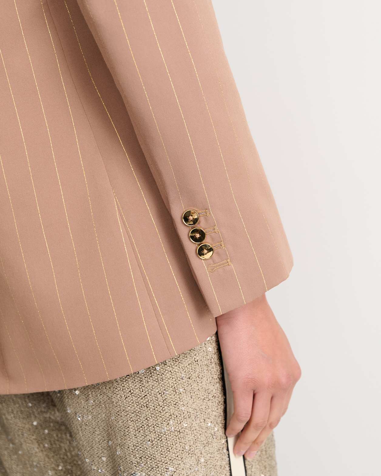 Mina Lurex Pinstripe Jacket in TAN