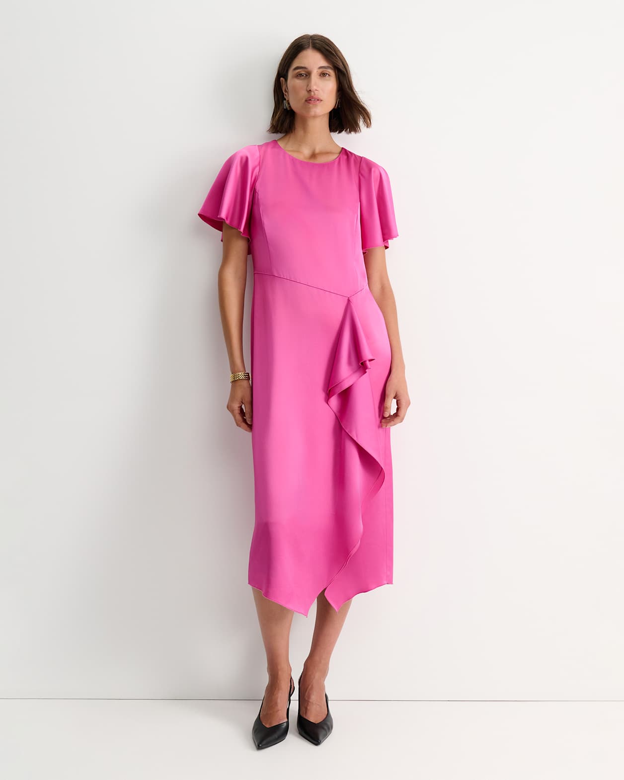 Harlow Ruffle Midi Dress in GRAPE