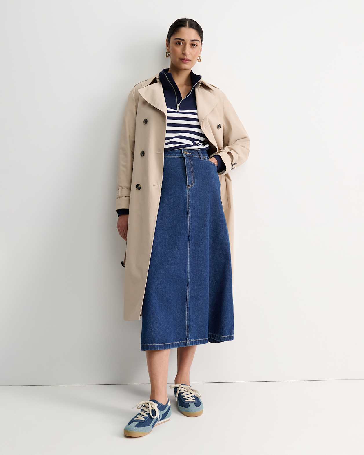 SC Stripe Quarter Zip Sweat in NAVY/WHITE