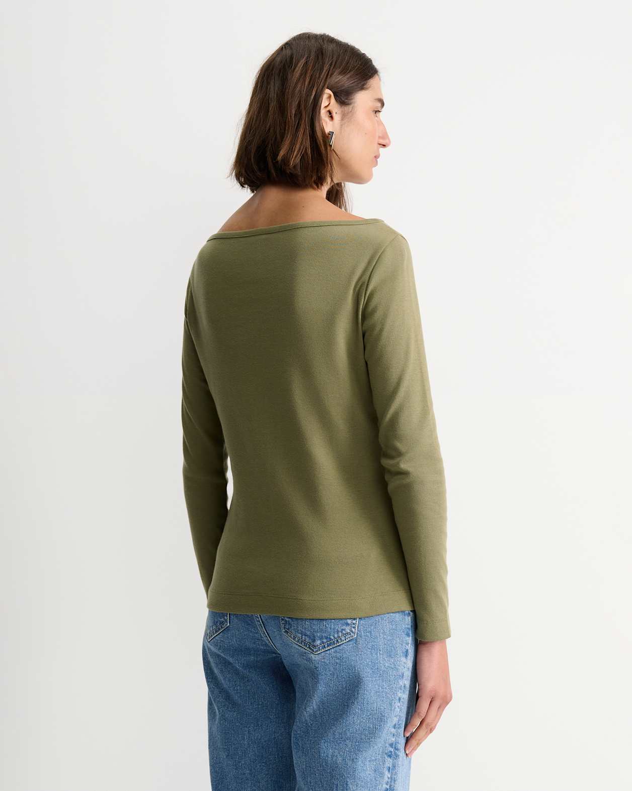 Heidi Long Sleeve Rib Tee in KHAKI