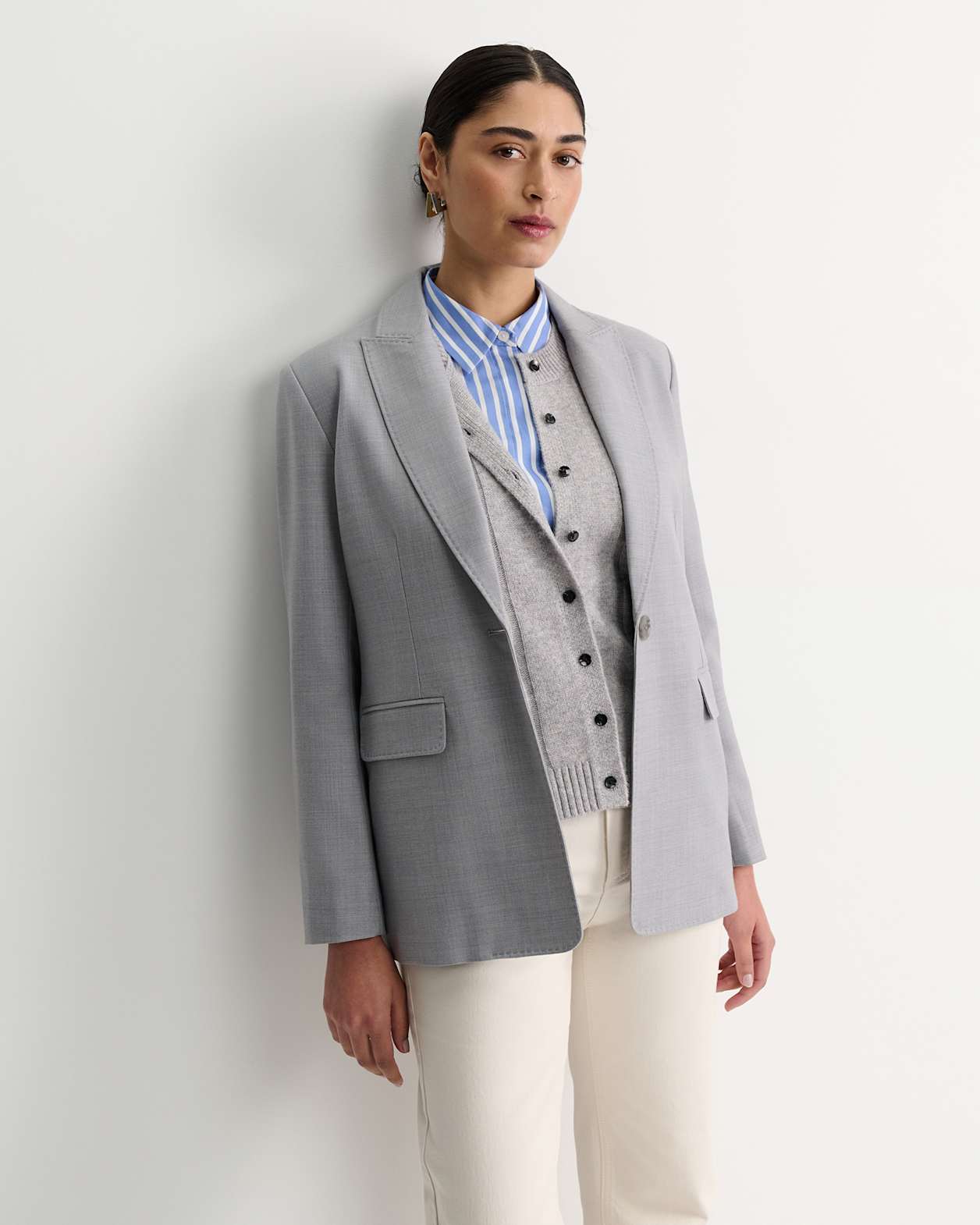 Wren Single Breasted Blazer in GREY