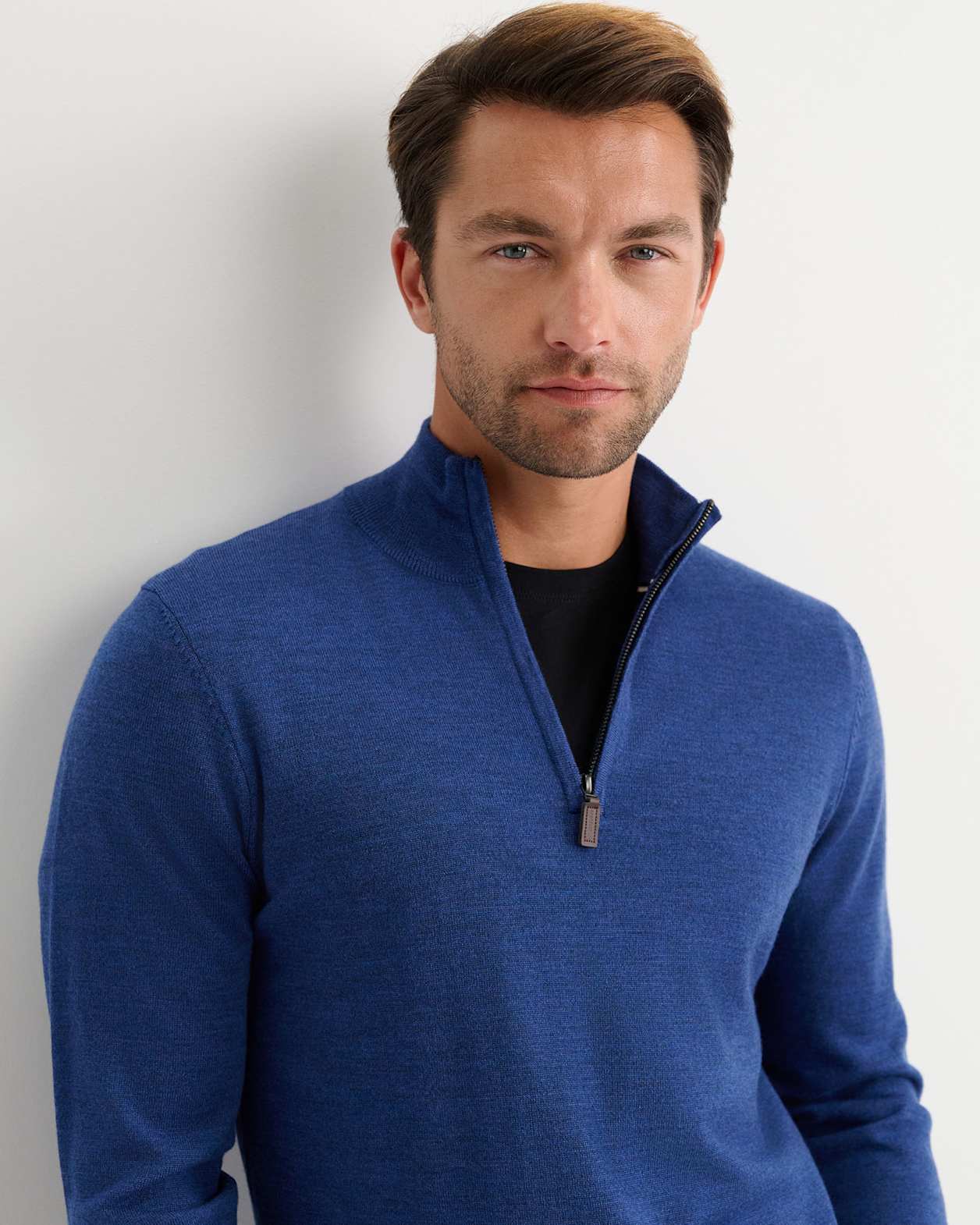 Henry Merino Quarter Zip Knit in LAPIS