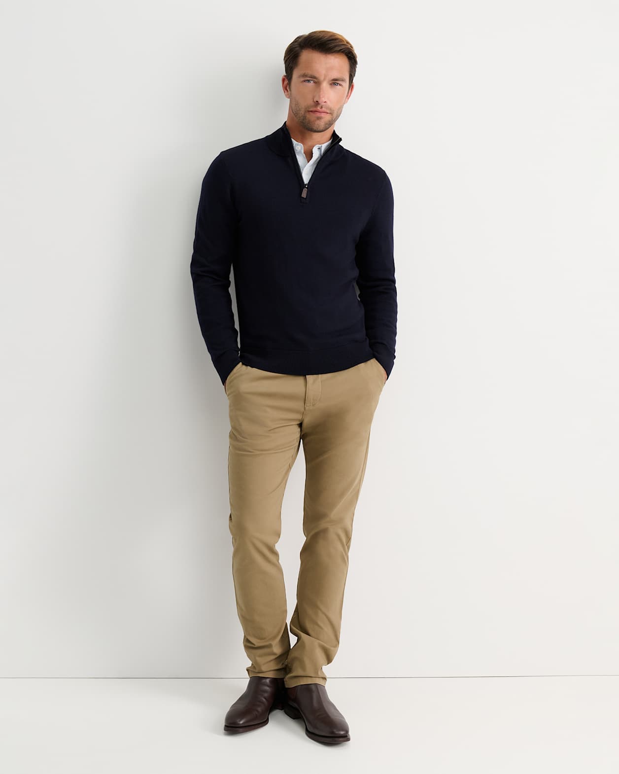 Henry Merino Quarter Zip Knit in NAVY