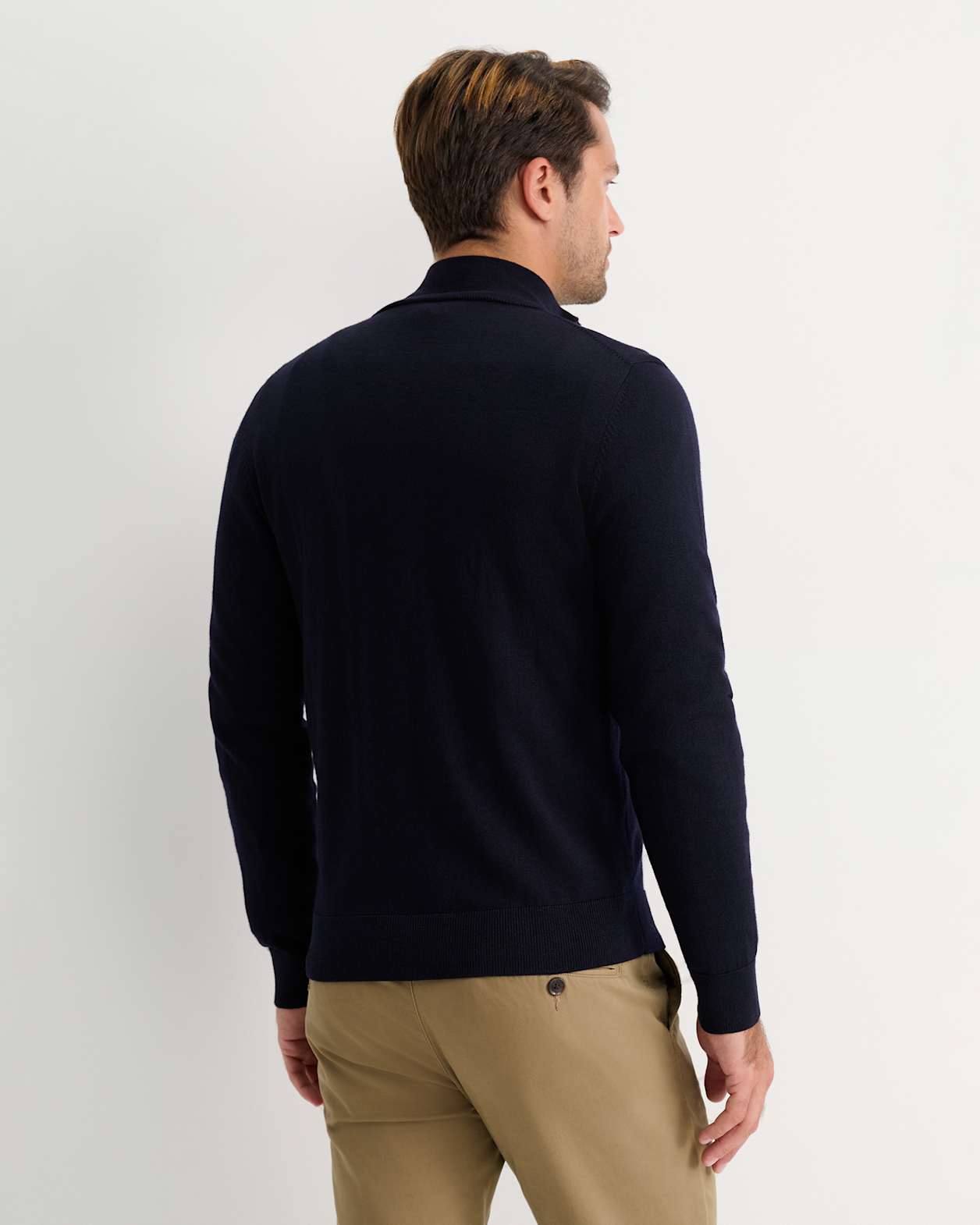 Henry Merino Quarter Zip Knit in NAVY