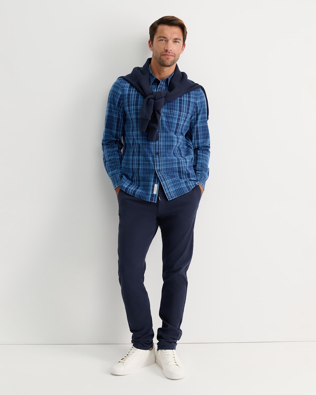 Darley Long Sleeve Check Shirt in INDIGO