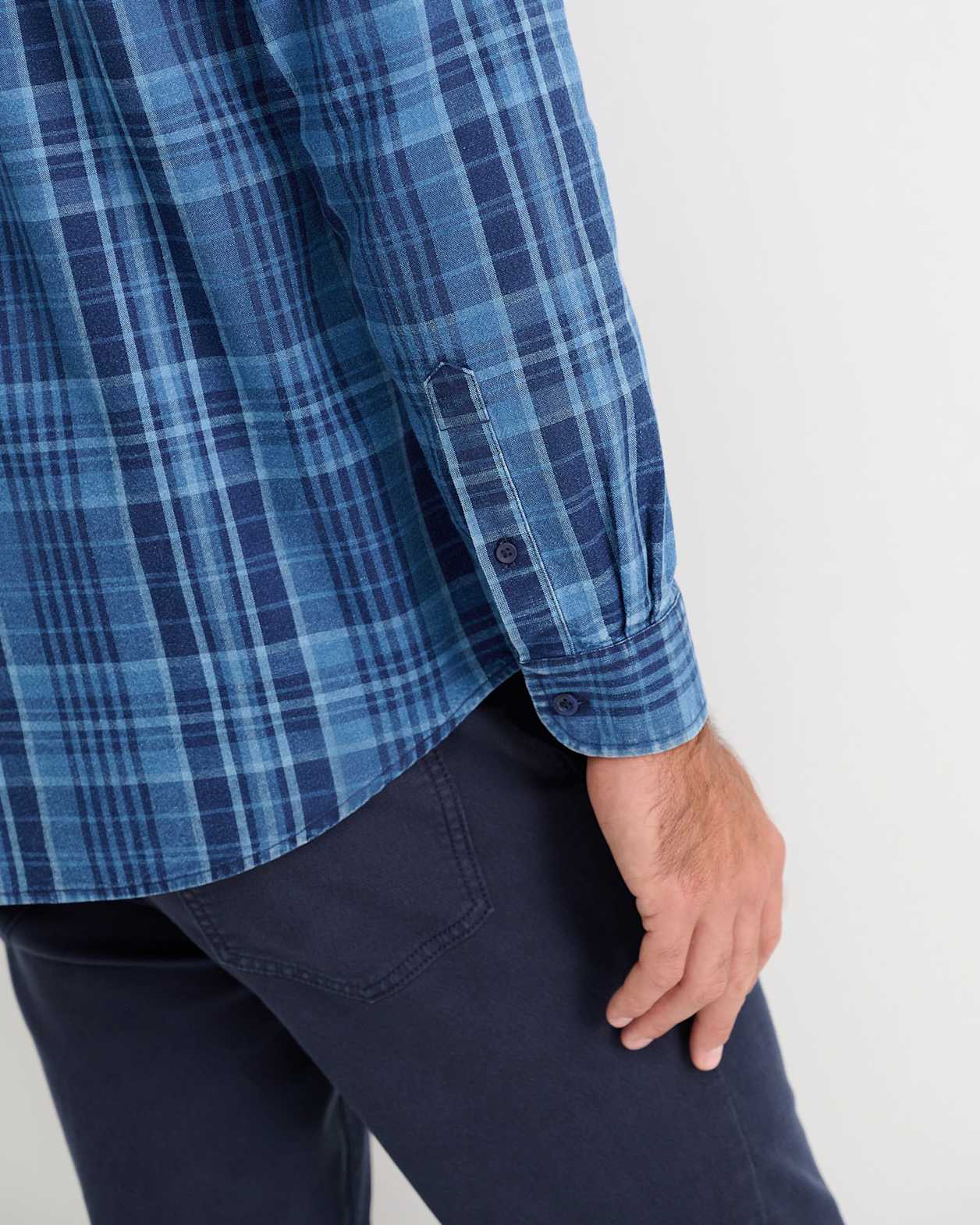 Darley Long Sleeve Check Shirt in INDIGO