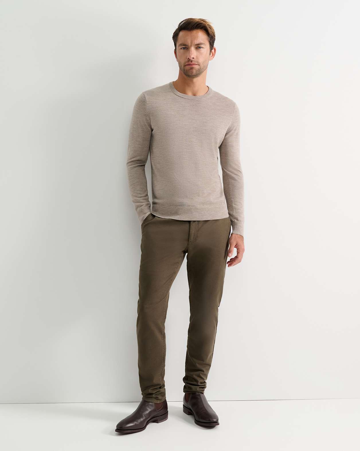 Merino Crew Neck Knit in BIRCH