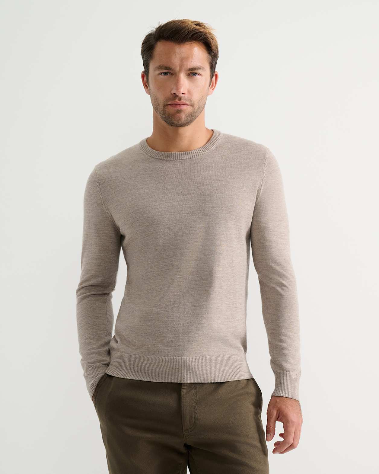 Merino Crew Neck Knit in BIRCH