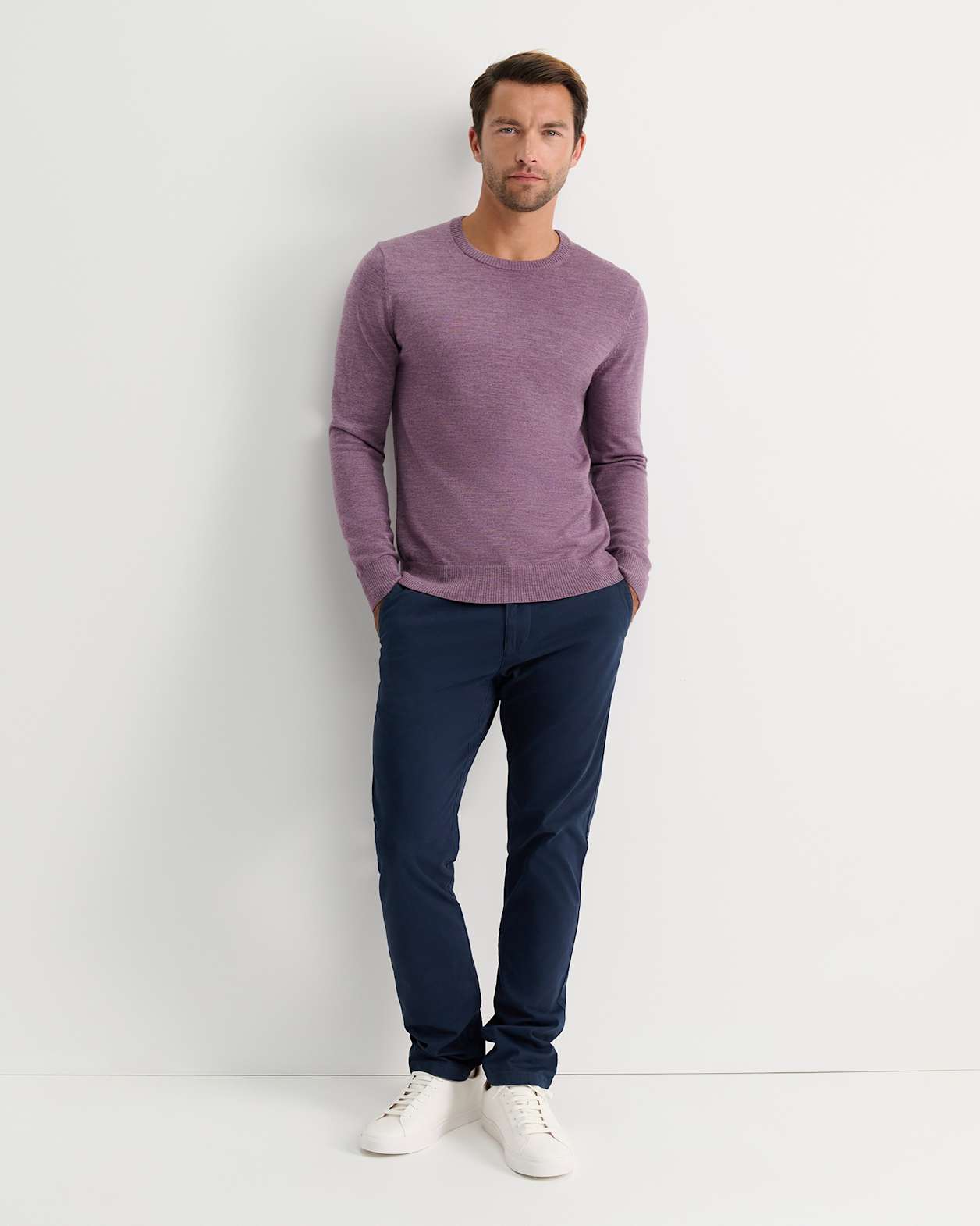 Merino Crew Neck Knit in FIG