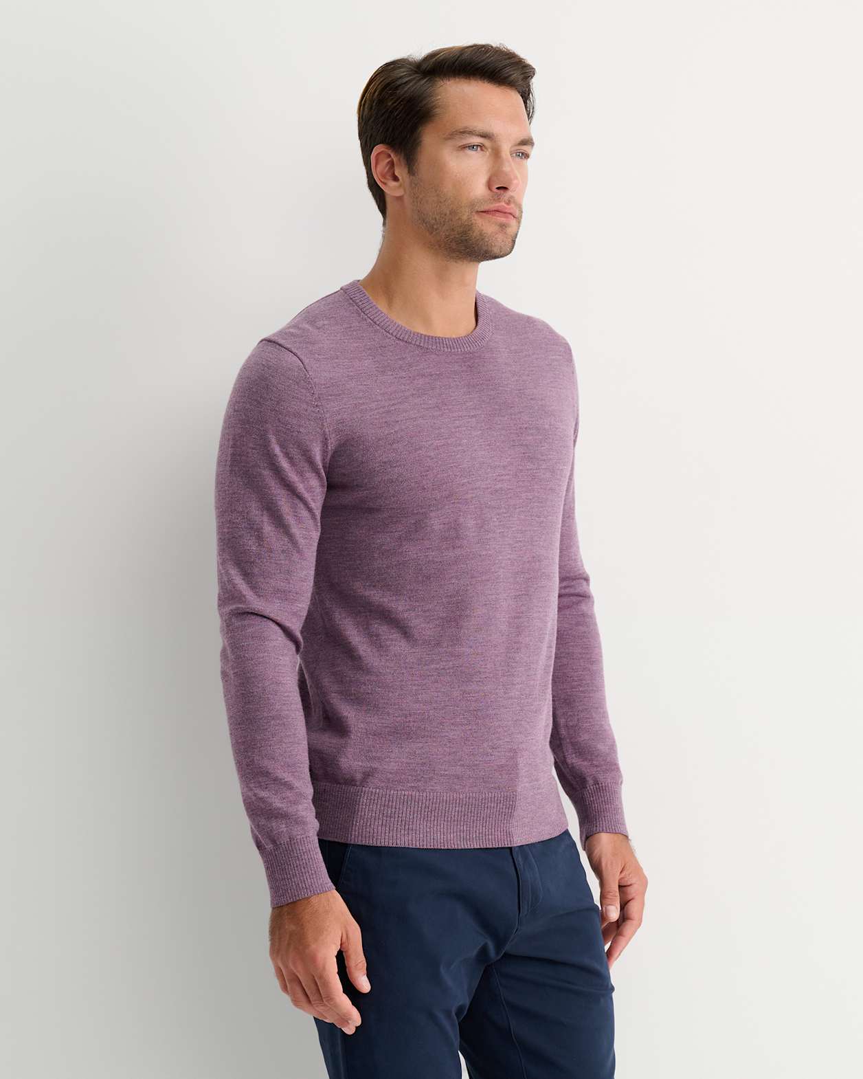 Merino Crew Neck Knit in FIG