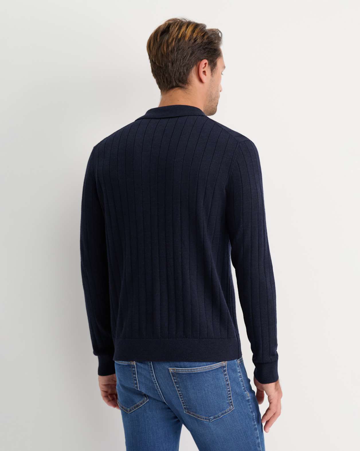 Angus Merino Knit Shirt in NAVY