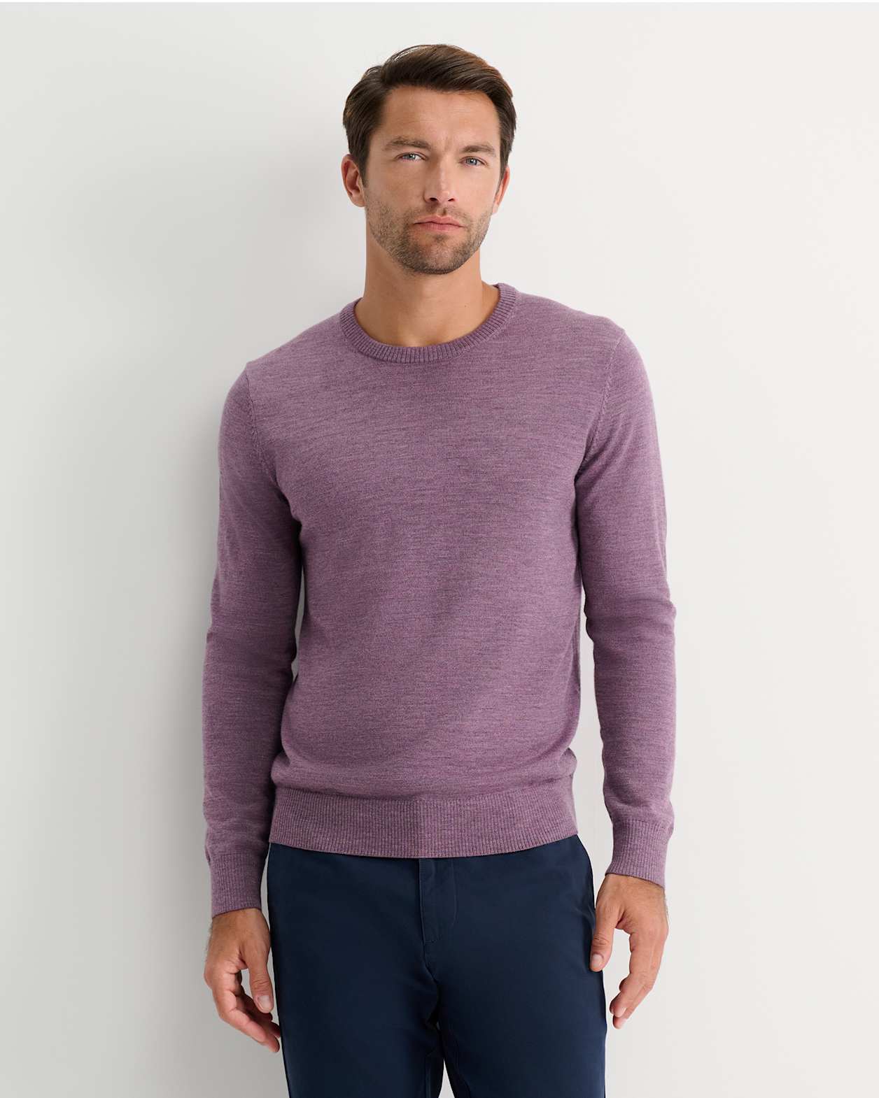 Merino Crew Neck Knit in FIG