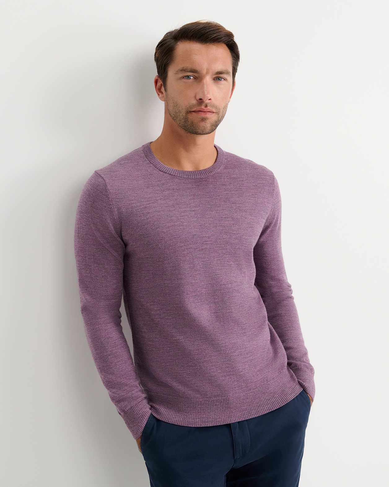 Merino Crew Neck Knit in FIG