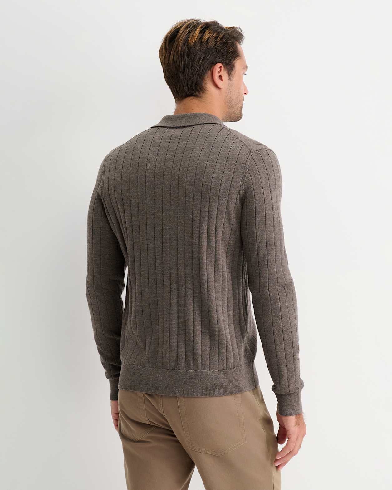 Angus Merino Knit Shirt in BARK