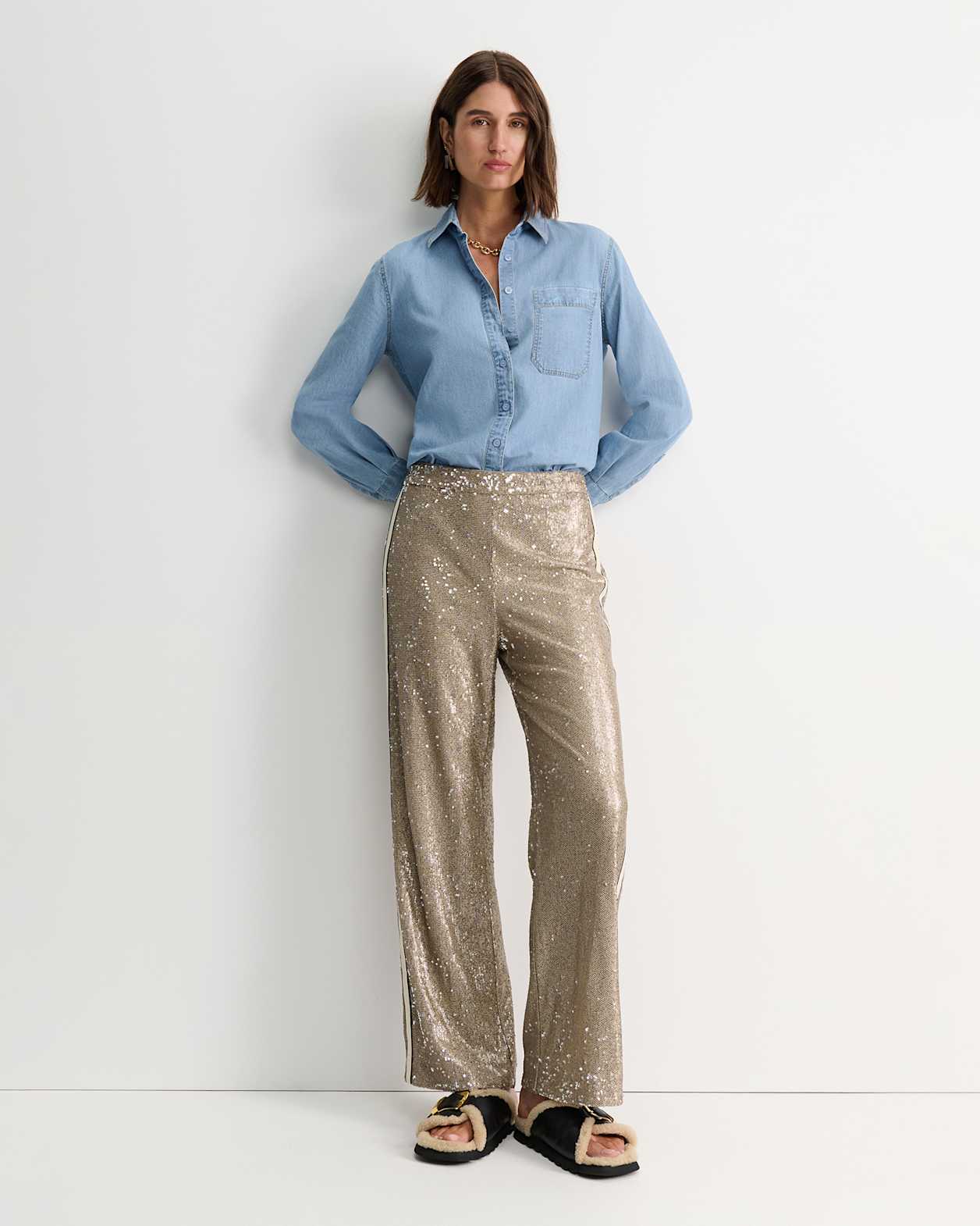 Carrie Chambray Long Sleeve Shirt in CHAMBRAY