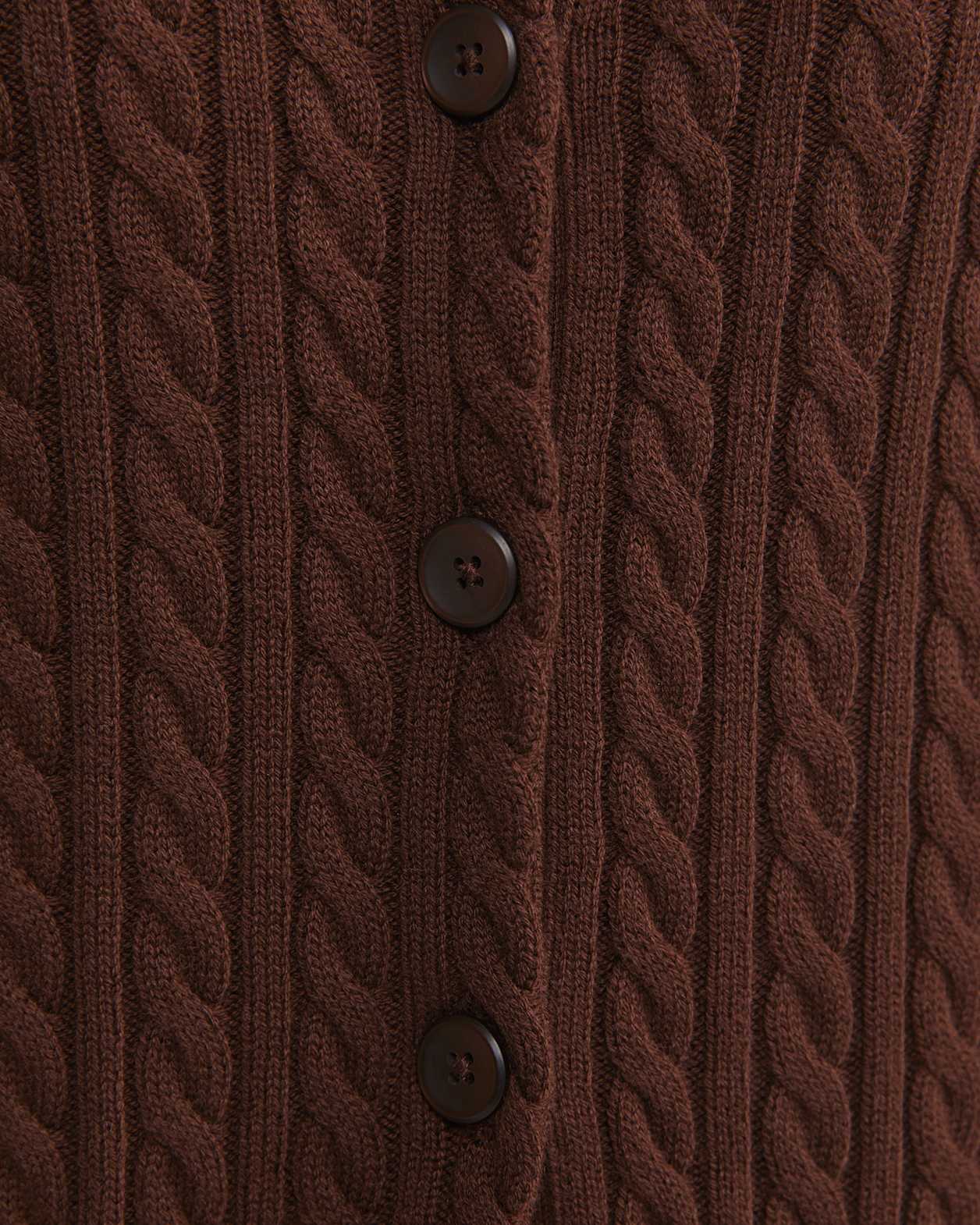 Cable Merino Cotton Cardigan in CHOCOLATE