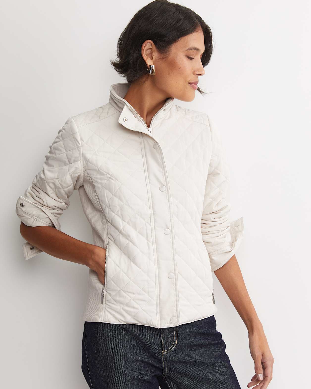 Vera Quilted Jacket in CHALK