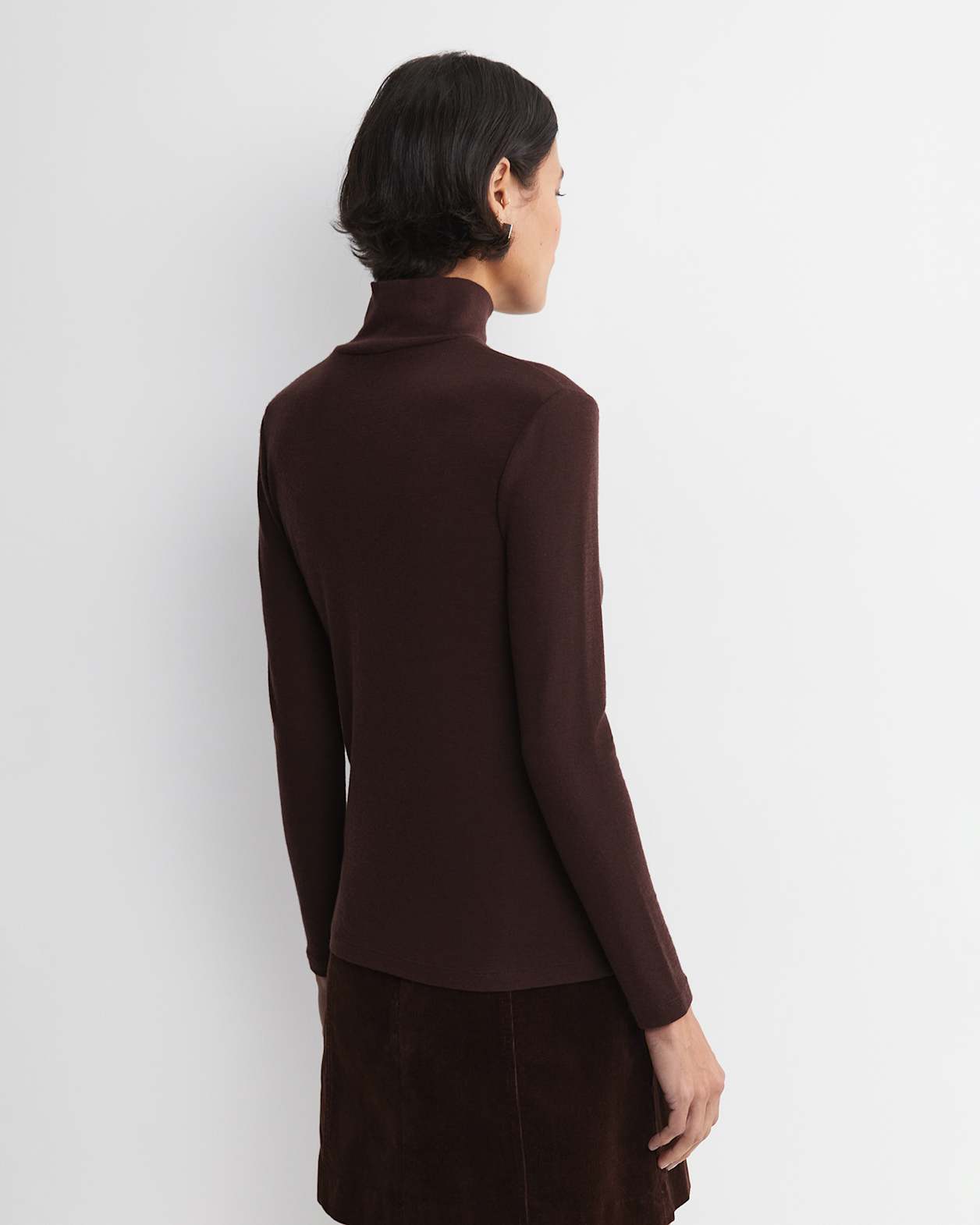 Gigi Babywool Mock Neck Top in CHOCOLATE