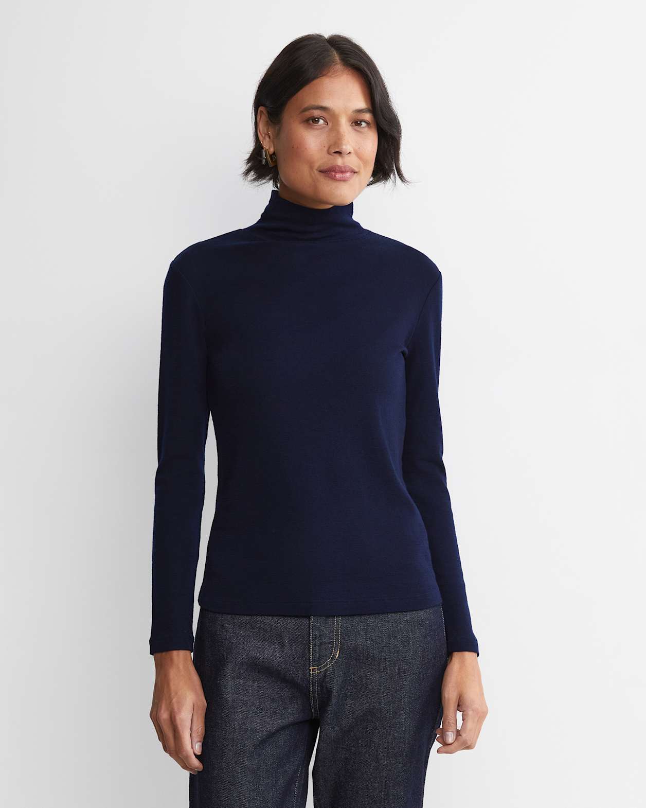 Gigi Babywool Mock Neck Top in NAVY