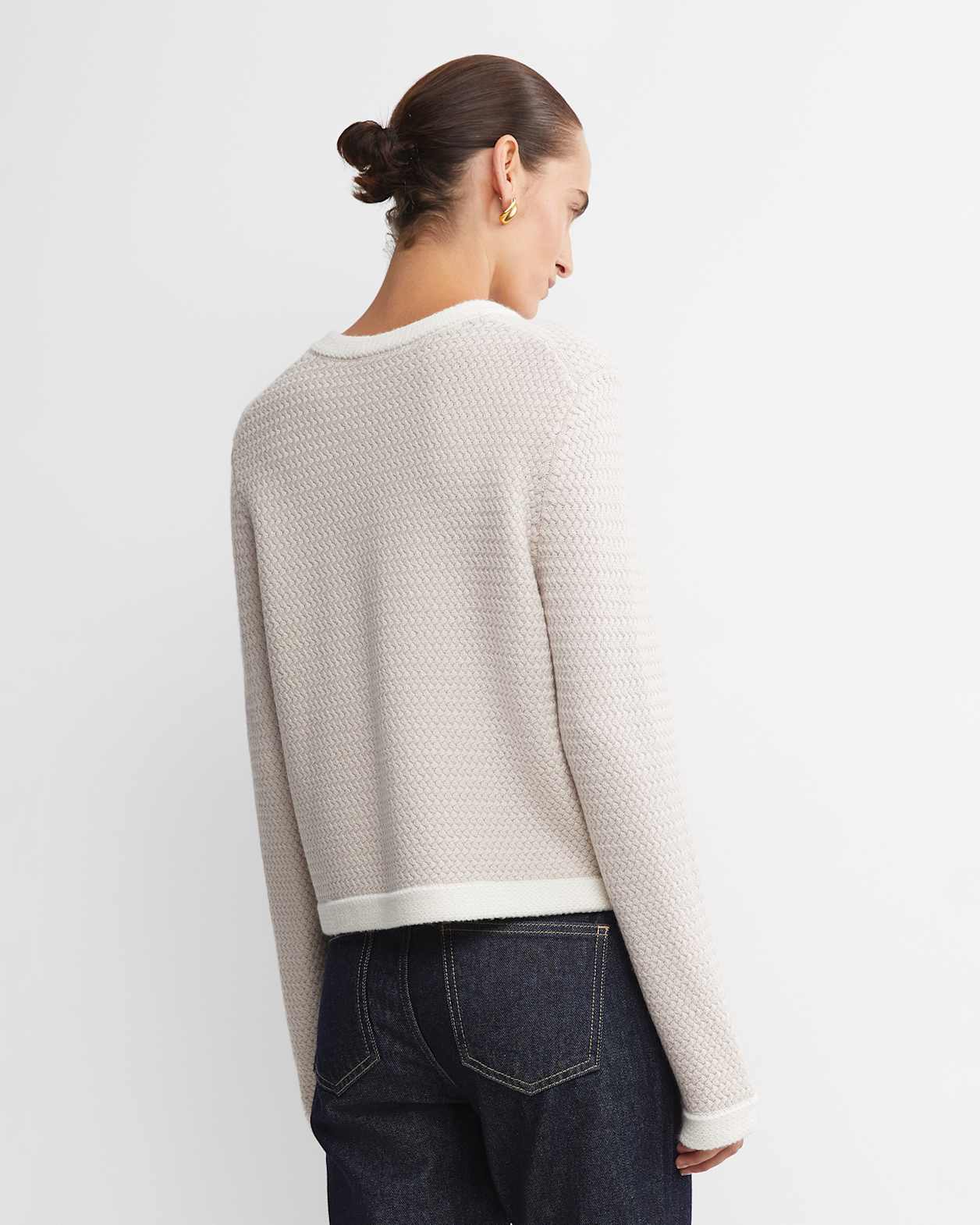Joyce Merino Wool Cardigan in CHALK