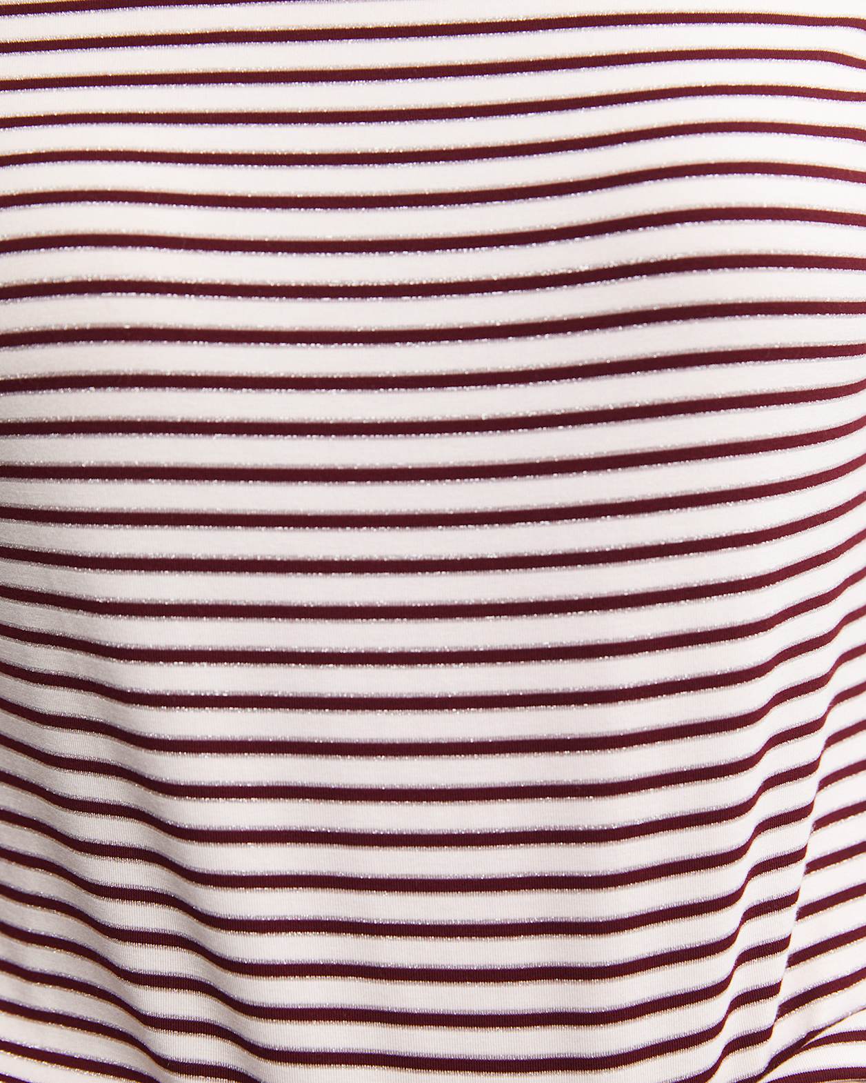 Stripe Lurex Long Sleeve Magic Tee in WINE