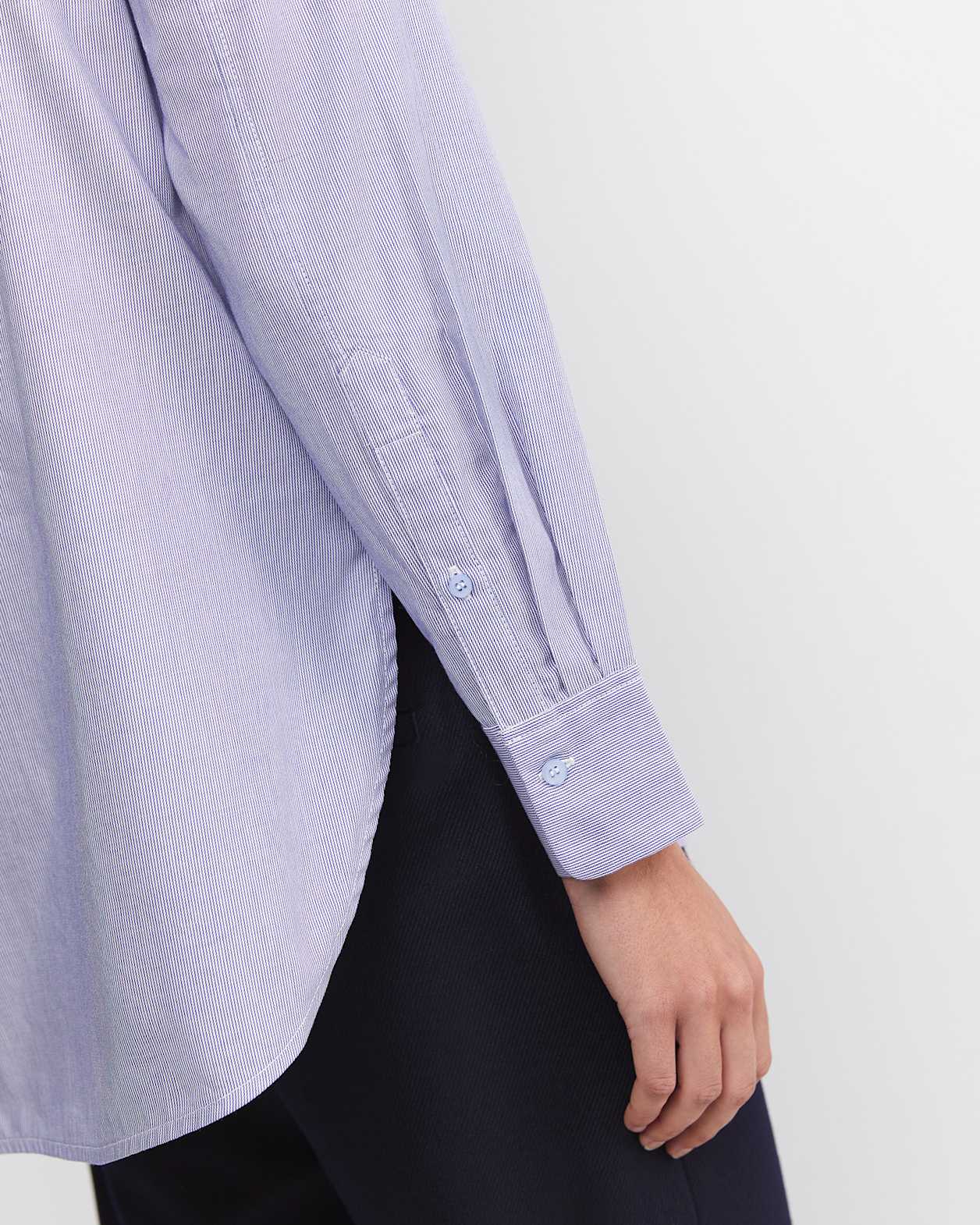 Asha Stripe Ruffle Blouse in BLUE/WHITE