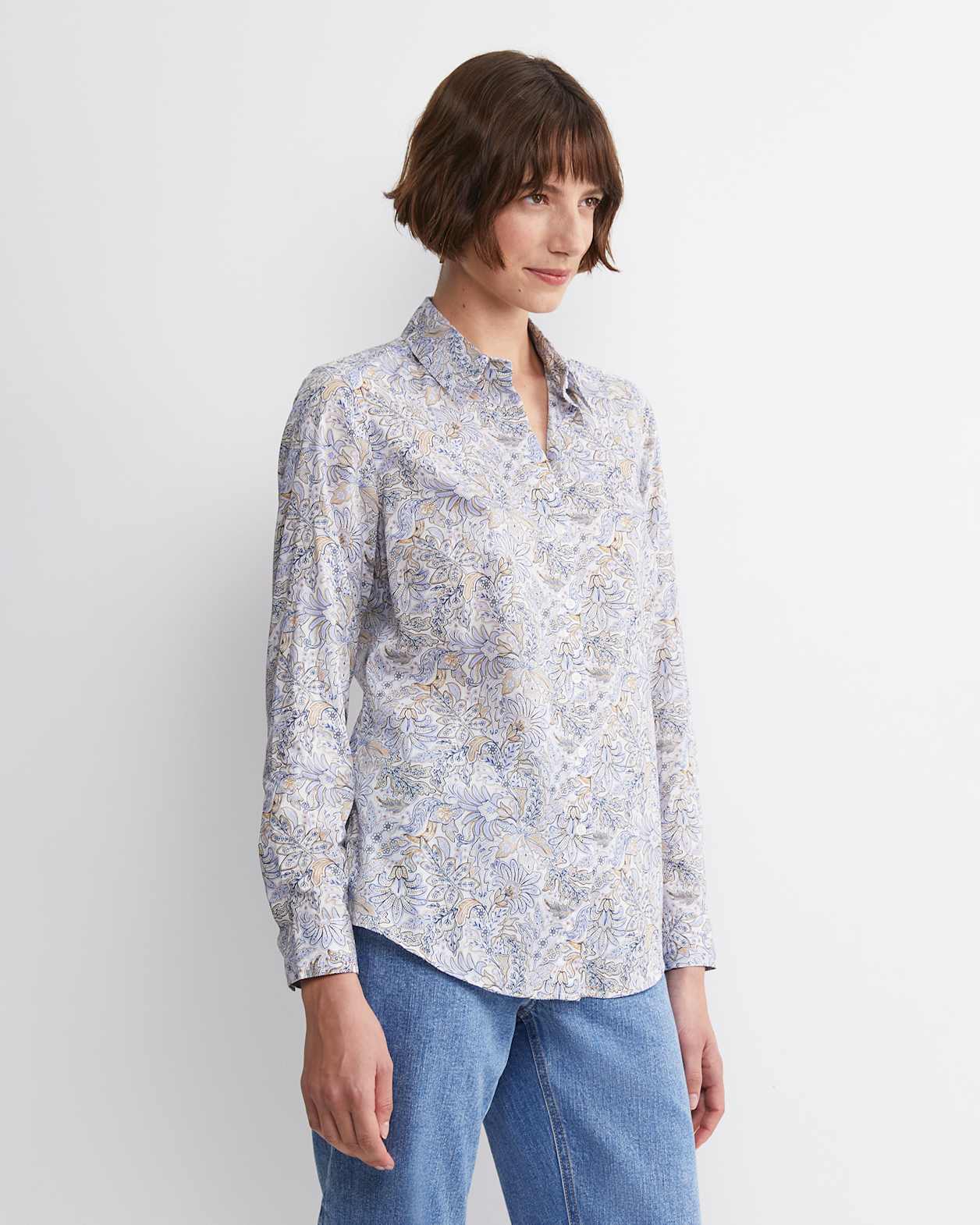 Enzo Liberty Long Sleeve Shirt in BLUE MULTI