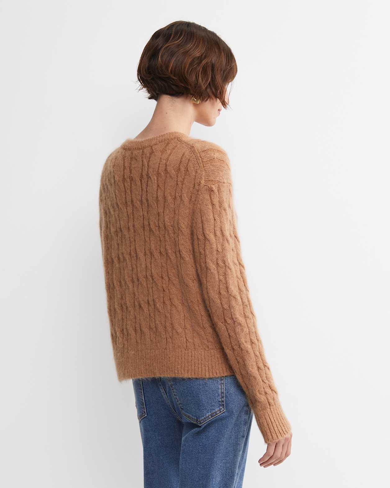 Tatiana Mohair Cable Cardigan in CAMEL
