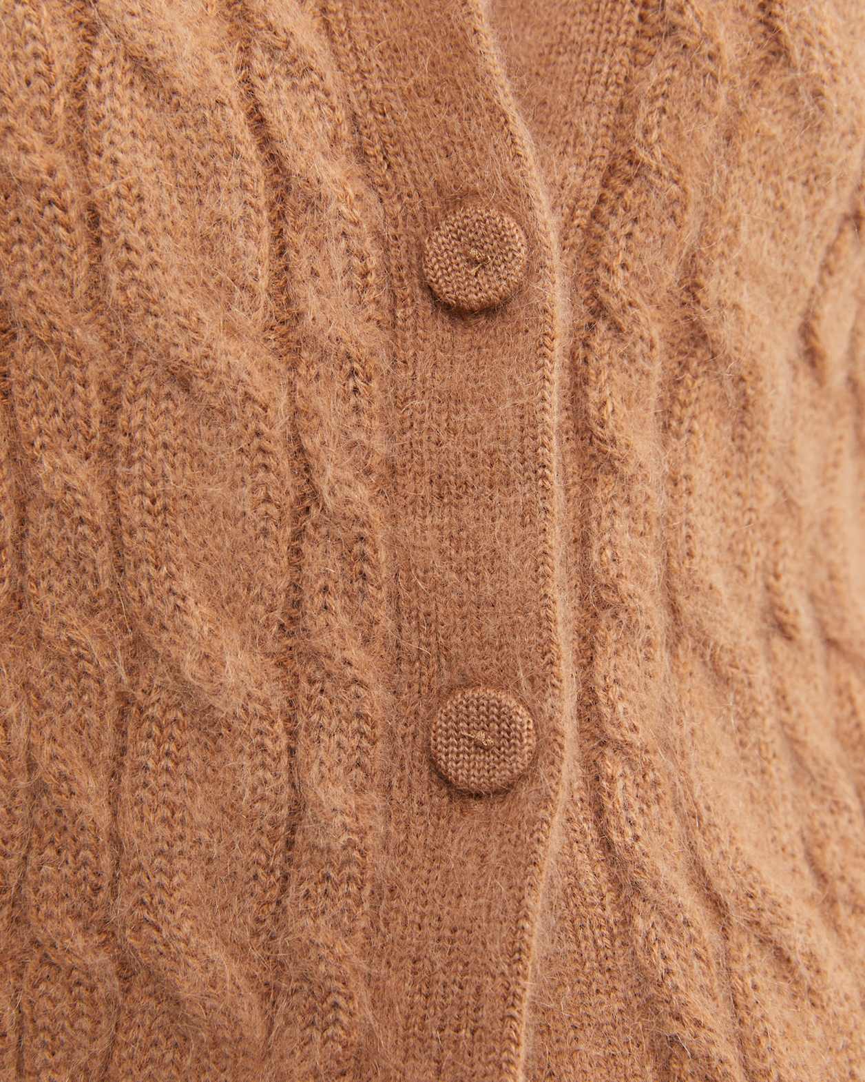 Tatiana Mohair Cable Cardigan in CAMEL