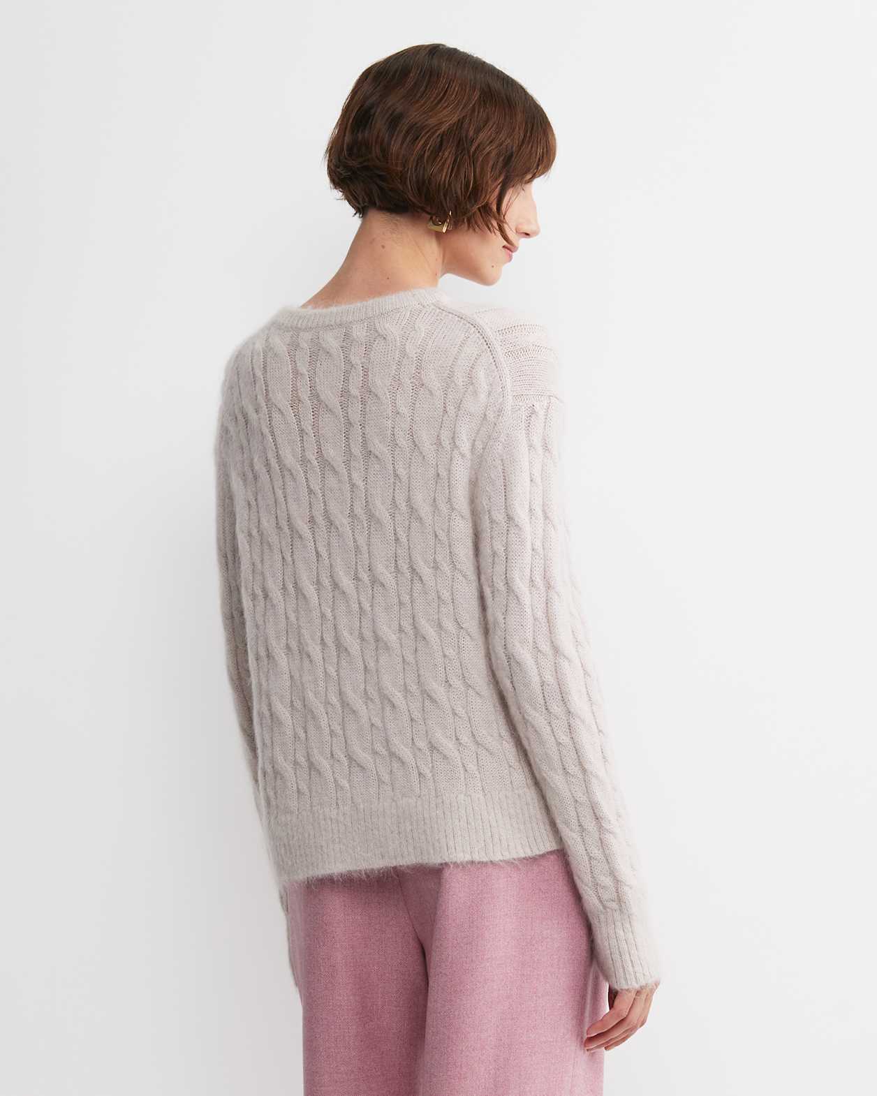 Tatiana Mohair Cable Cardigan in OATMEAL
