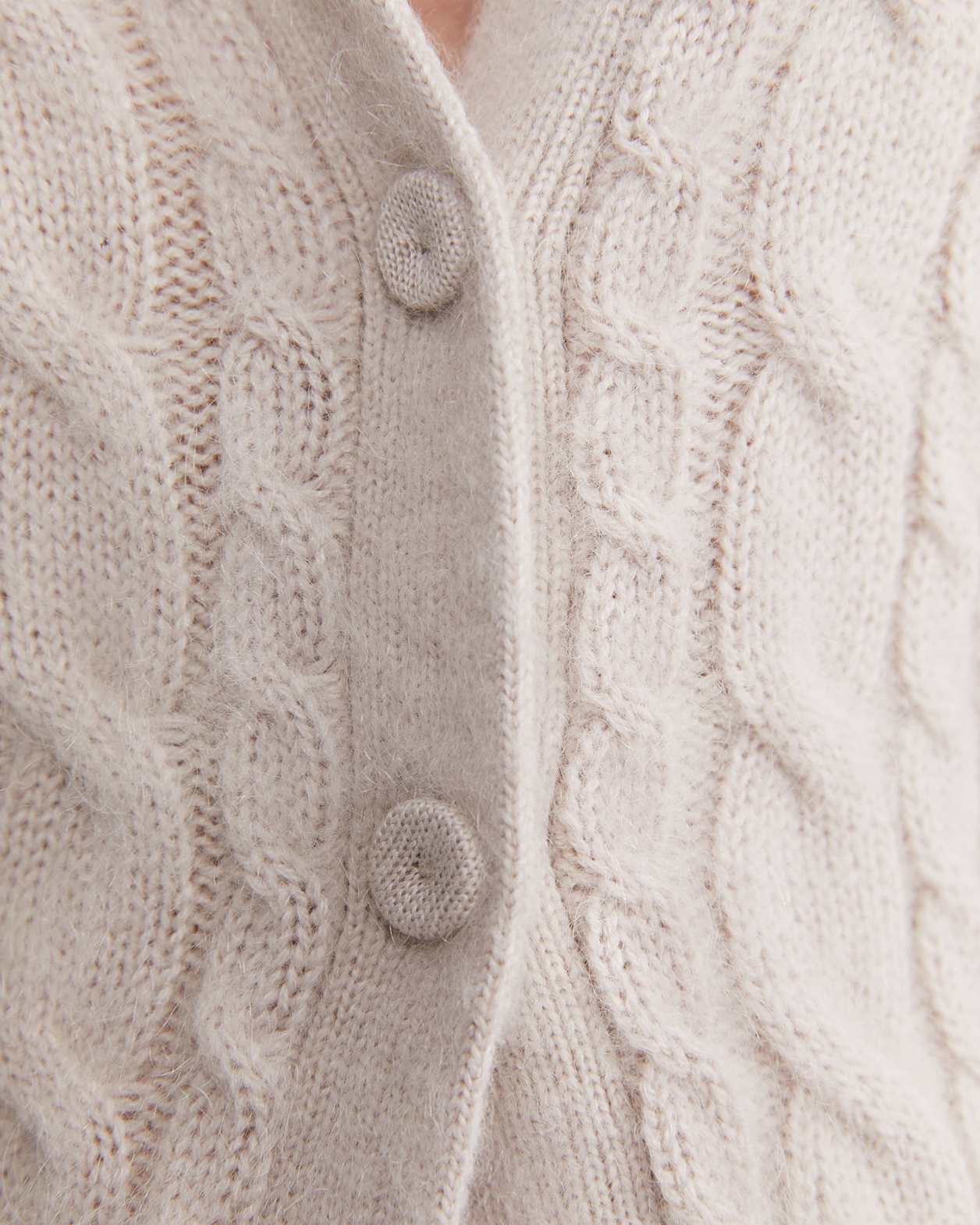 Tatiana Mohair Cable Cardigan in OATMEAL