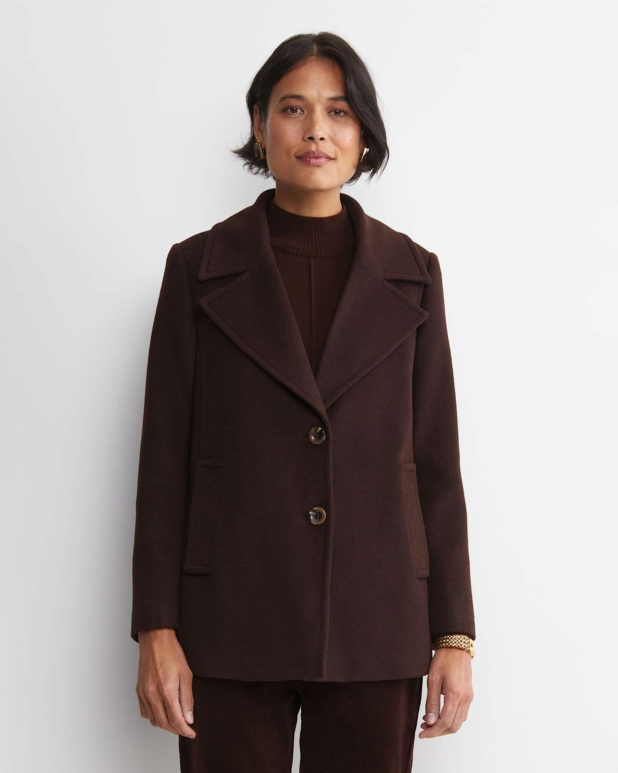 Saskia Single Breasted Jacket in CHOCOLATE