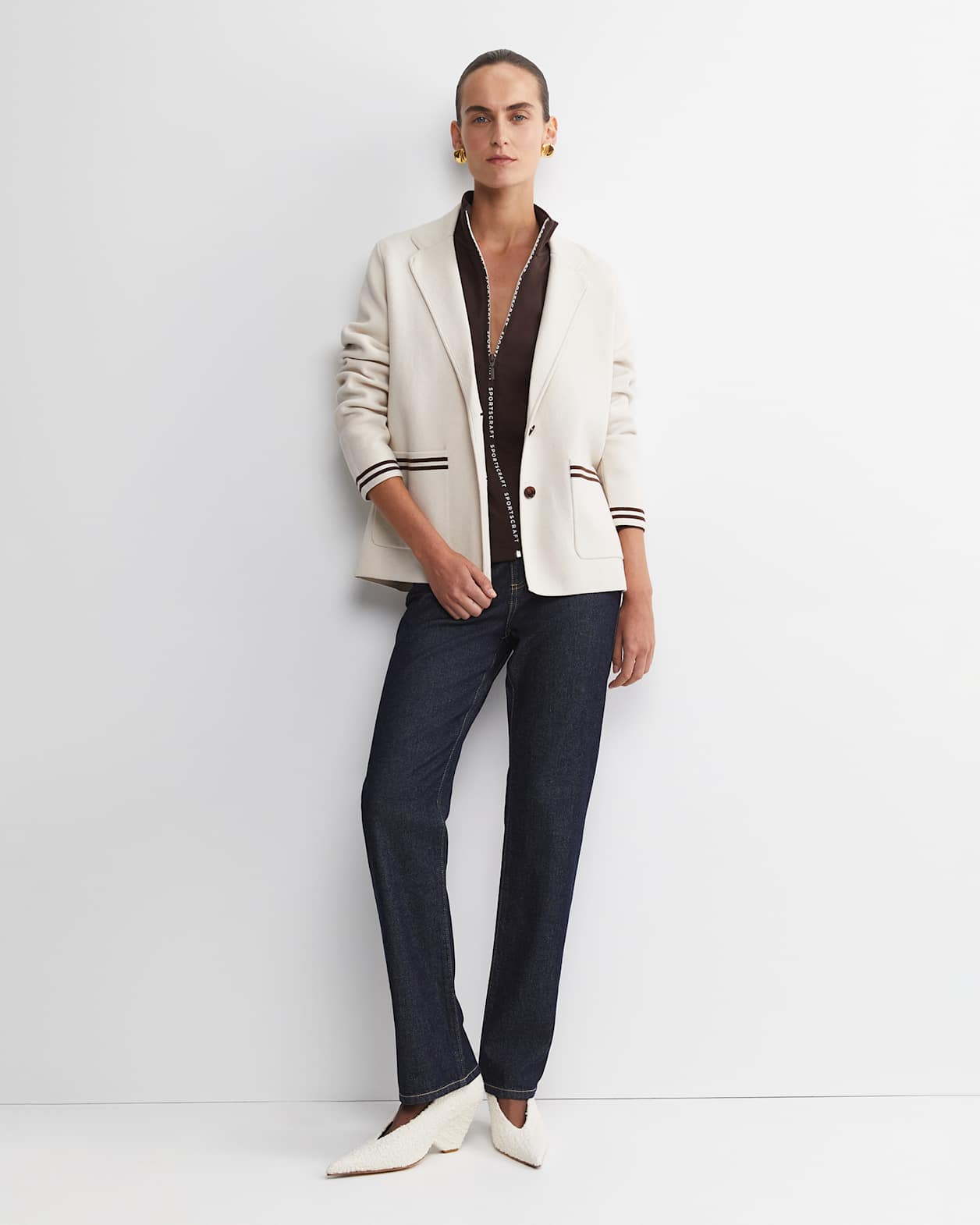 Cotton Cashmere Cardigan in CHALK