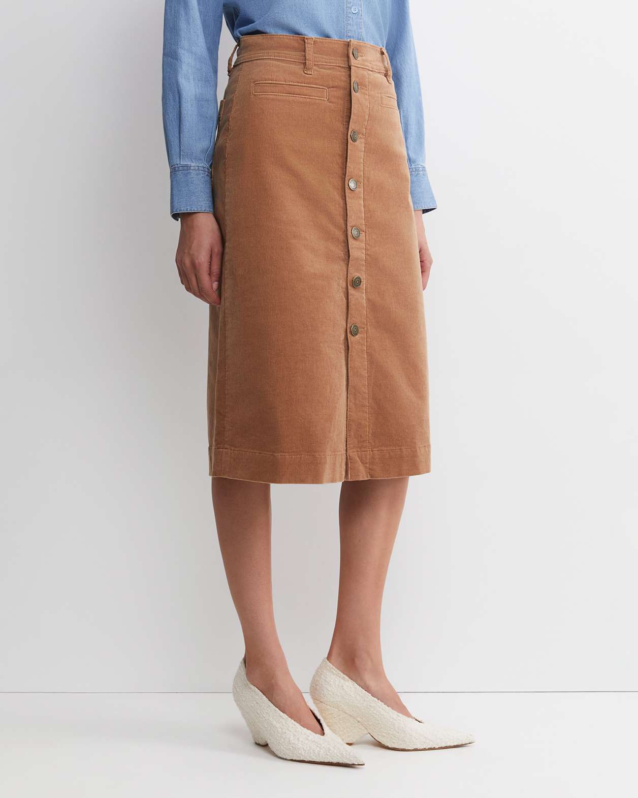 Cleo Cord Midi Skirt in CAMEL