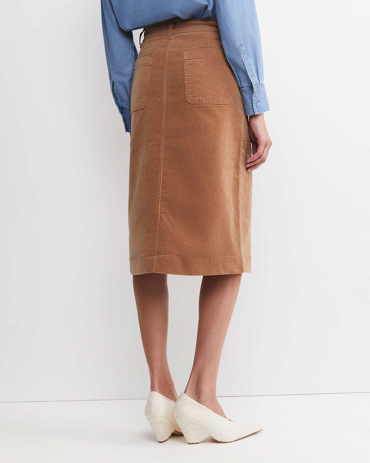 Cleo Cord Midi Skirt in CAMEL