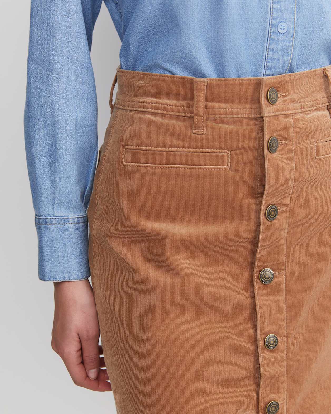 Cleo Cord Midi Skirt in CAMEL