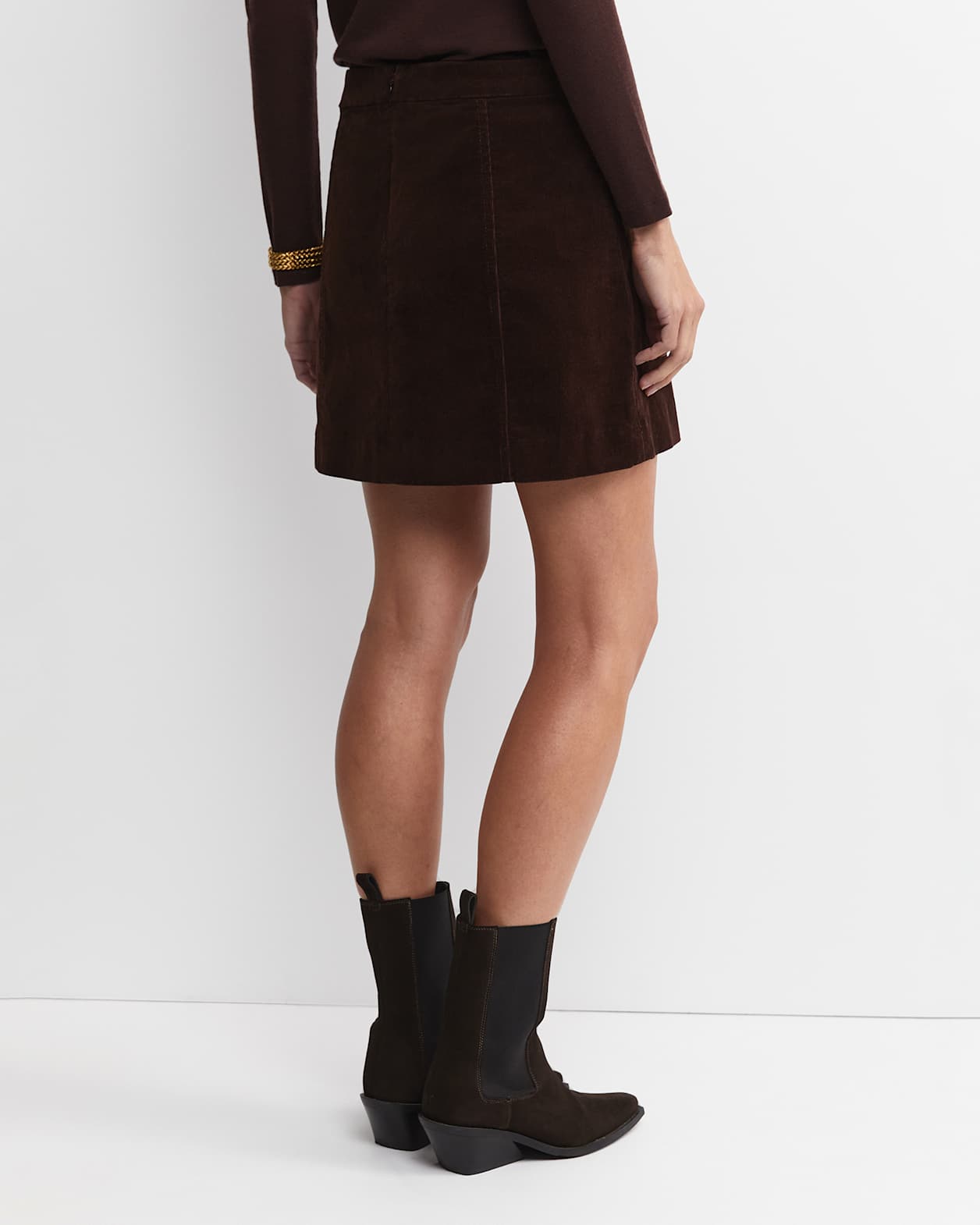 Cleo Cord Mini Skirt in CHOCOLATE