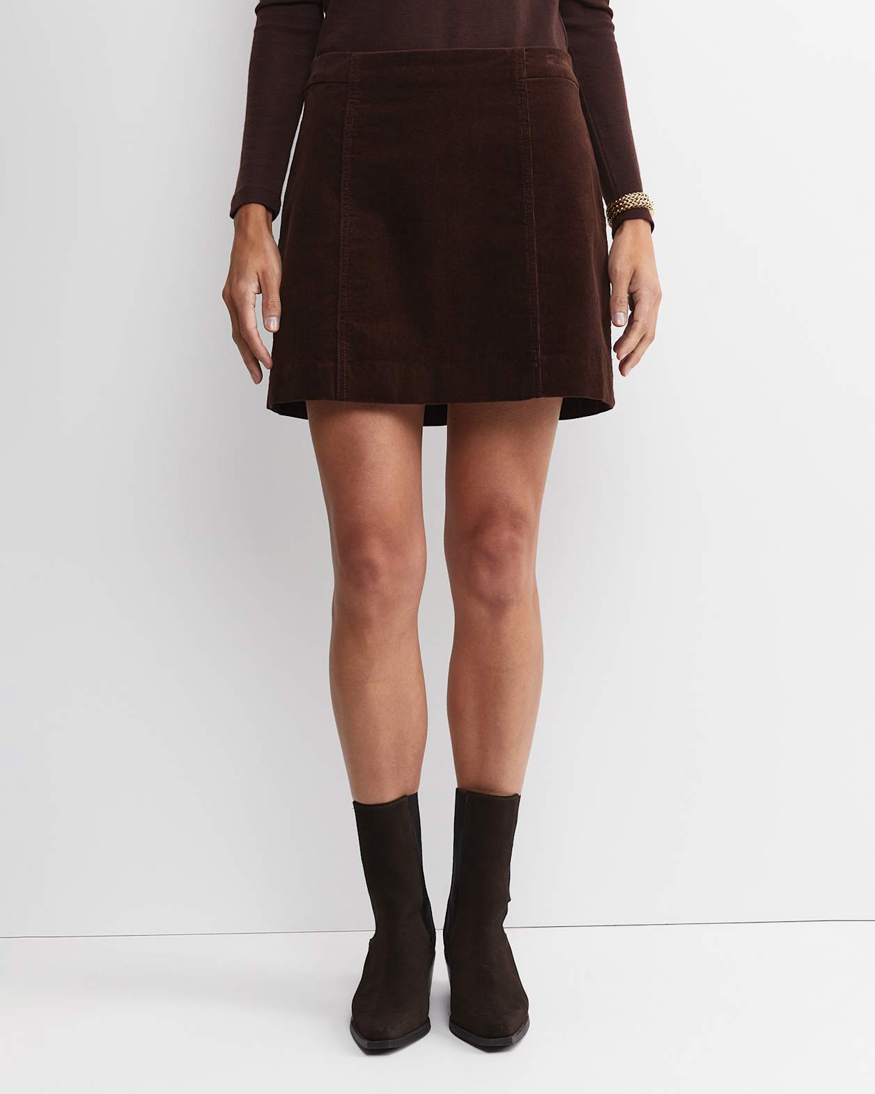 Cleo Cord Mini Skirt in CHOCOLATE