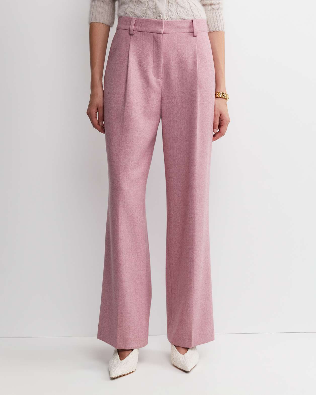Frankie Wide Leg Pleat Pant in DUSTY PINK